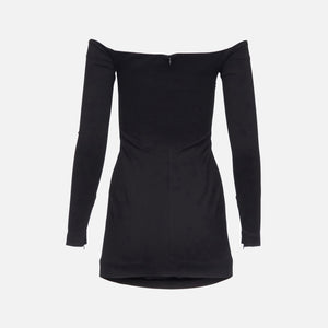 Area Off-Shoulder Crystal Cut Mini Dress - Black