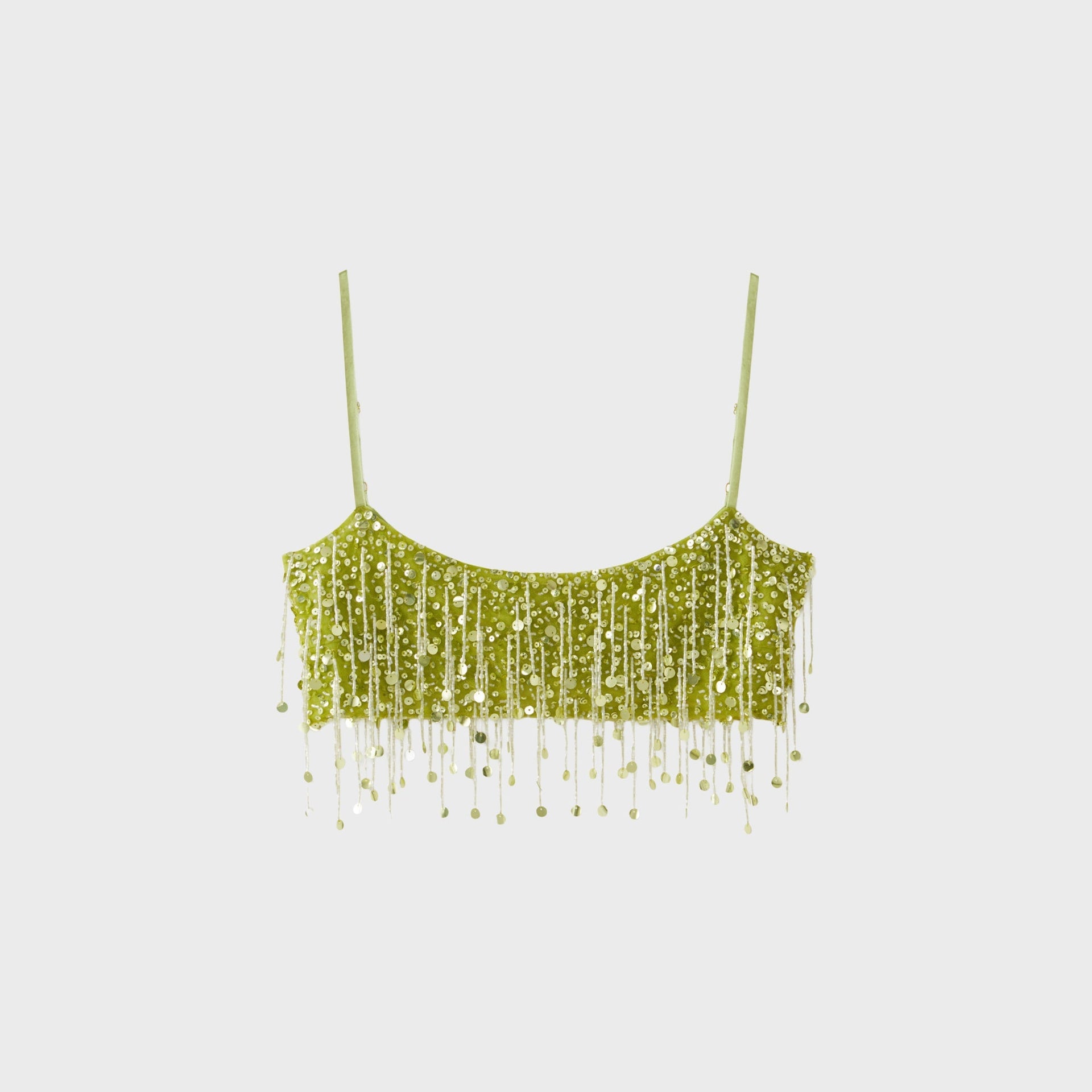 Asta Resort Yasmin Hand Beaded Bralette - Chartreuse