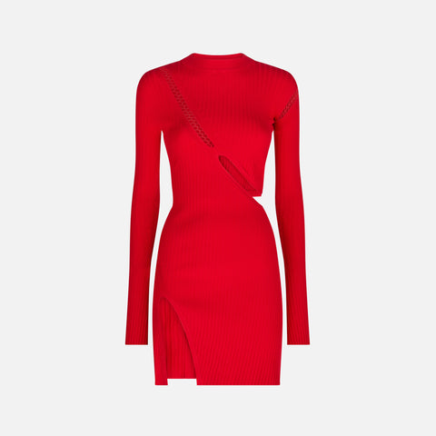 The Attico Long Sleeve Mini Dress - Red
