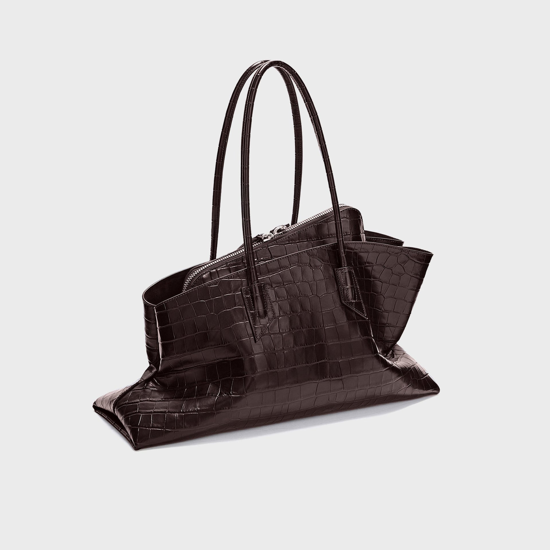 The Attico La Passeggiata Medium Top Handle Bag - Coffee