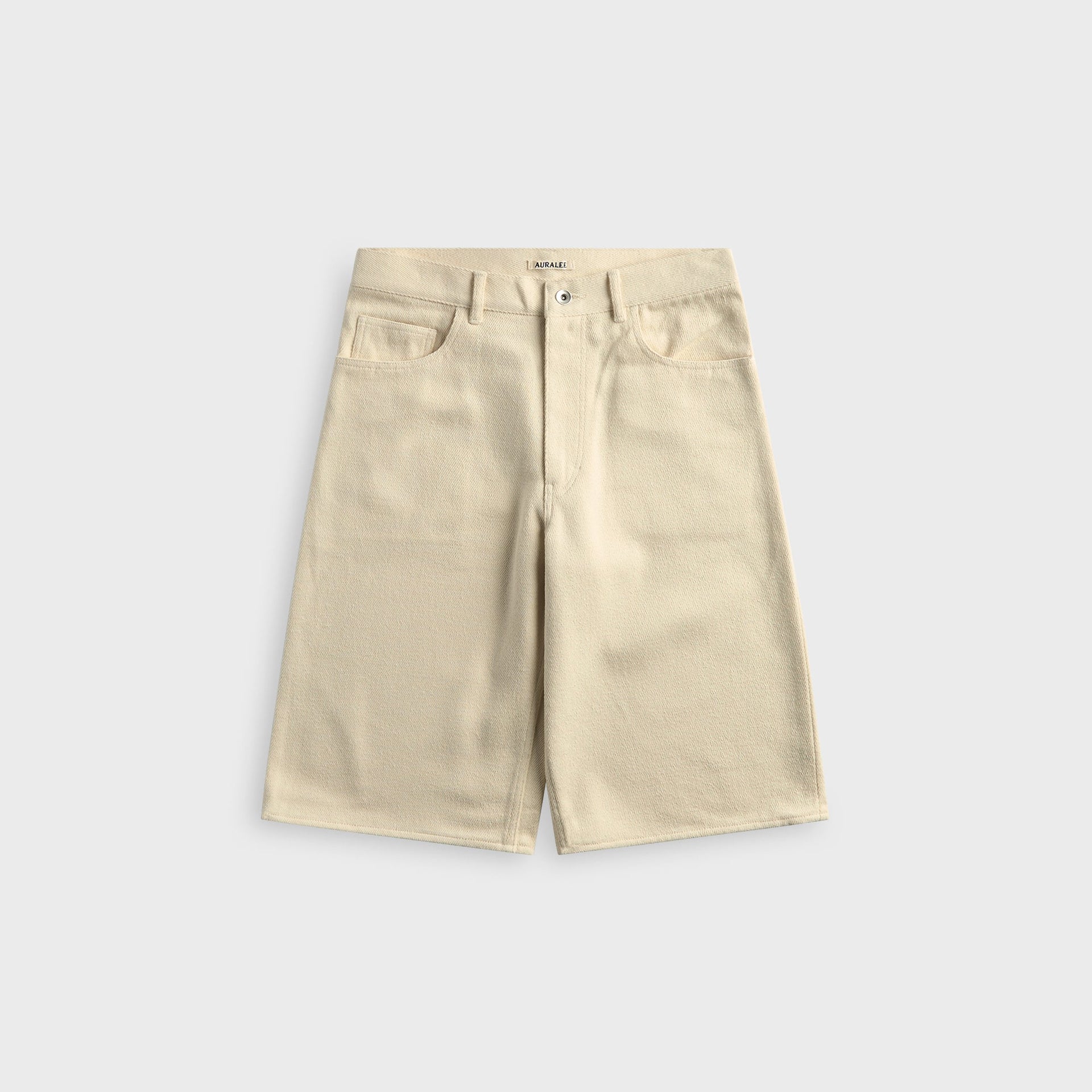 Auralee Silk Denim Wide Short - Ivory / White