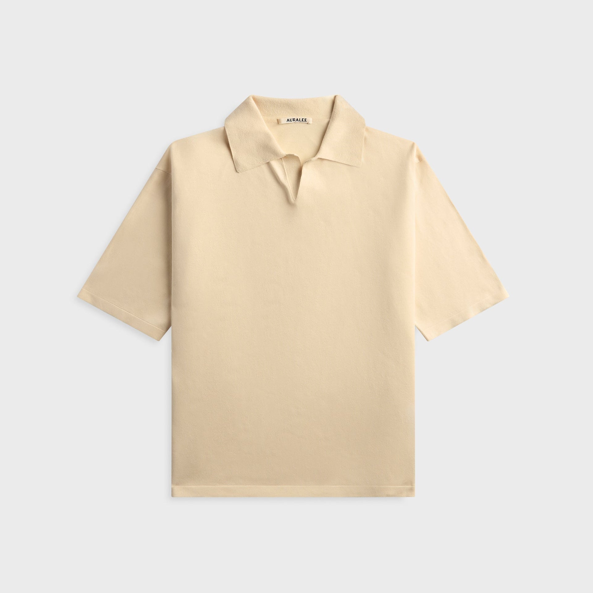 Auralee High Gauge Tussah Silk Knit Skipper Polo - Ivory