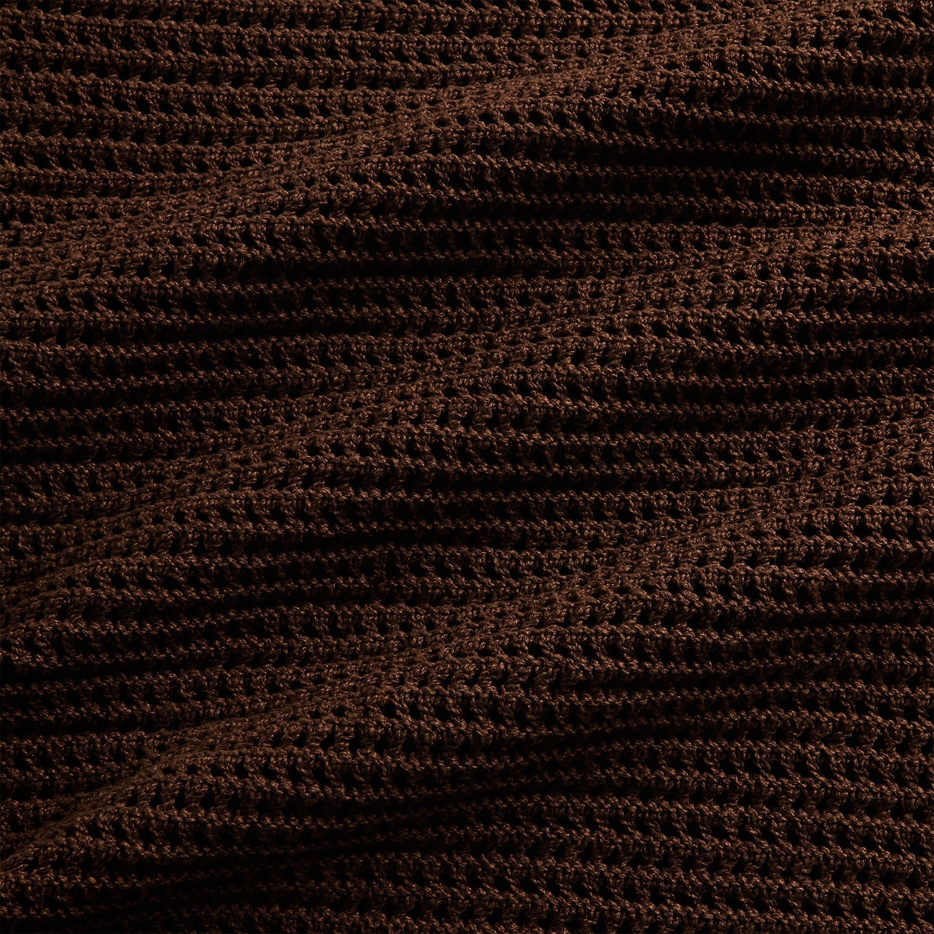 Auralee Tussah Silk Cotton Mesh Knit Skipper Polo - Brown