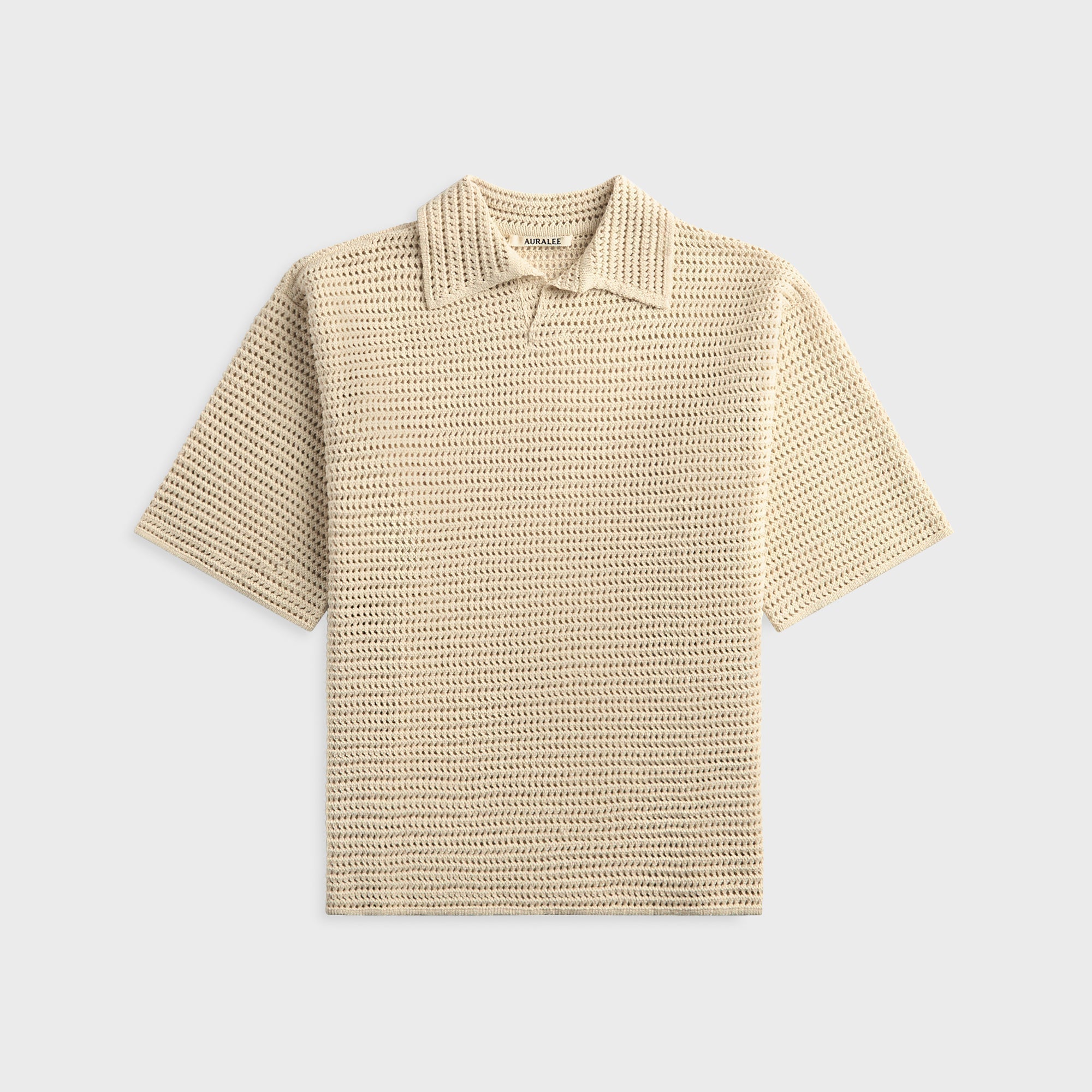 Auralee Tussah Silk Cotton Mesh Knit Skipper Polo - Ivory – Kith