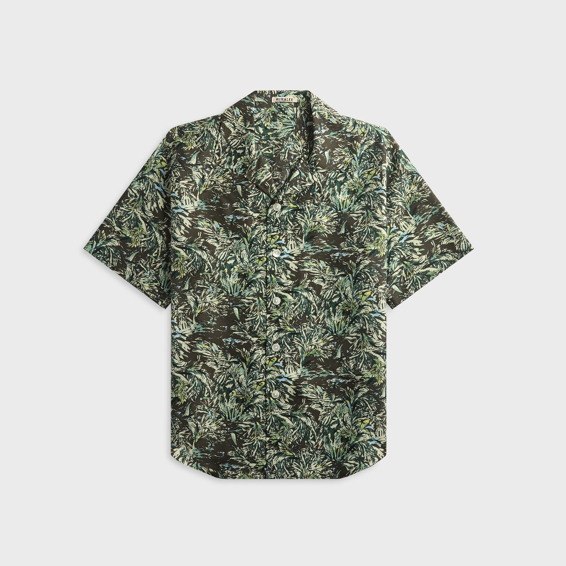 Auralee Printed Airy Silk Half-Sleeved Shirt - Dark Brown