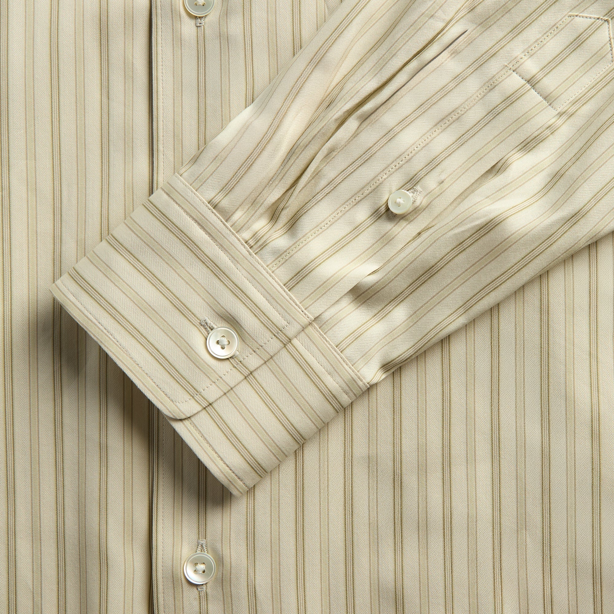 Auralee Cotton Silk Stripe Double Cuff Shirt - White – Kith