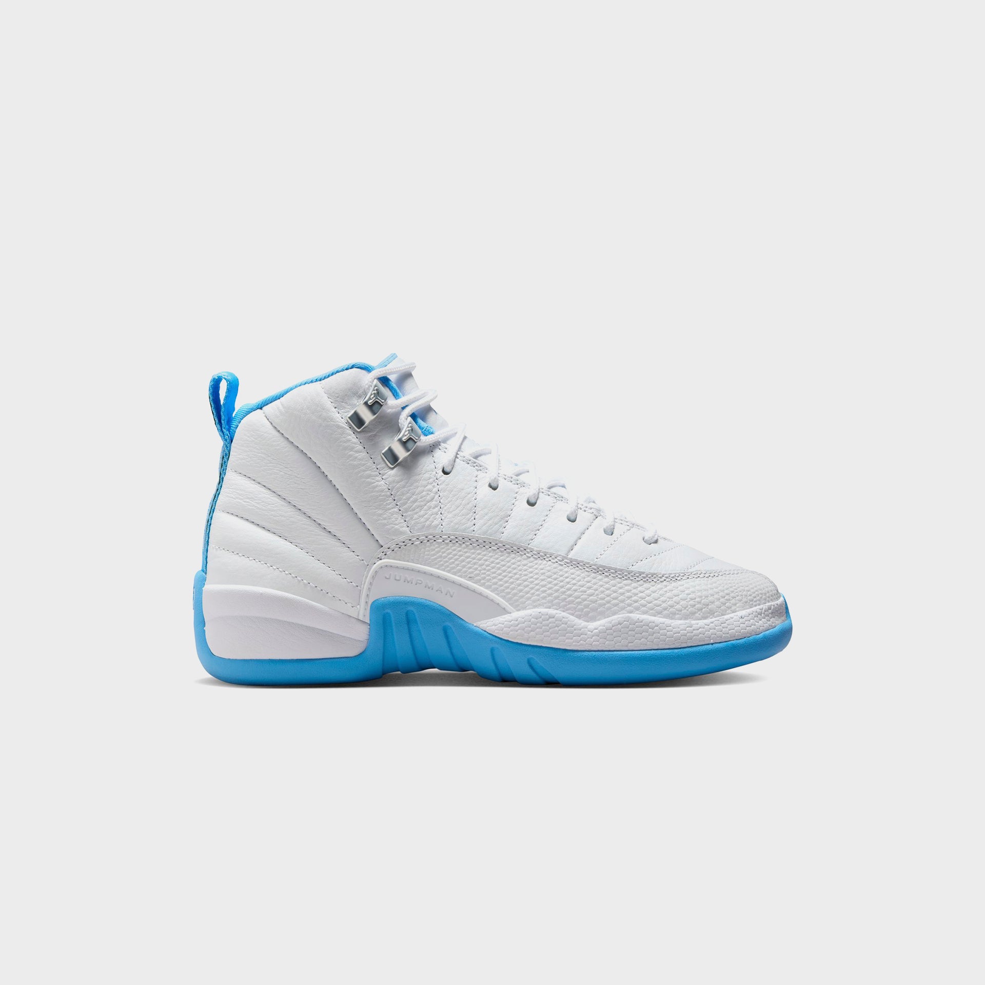Jordan GS Jordan 12 Retro - White / Metallic Silver / University Blue