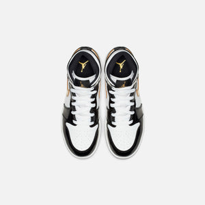 Nike GS Air Jordan 1 Mid SE - Black / Metallic Gold / White