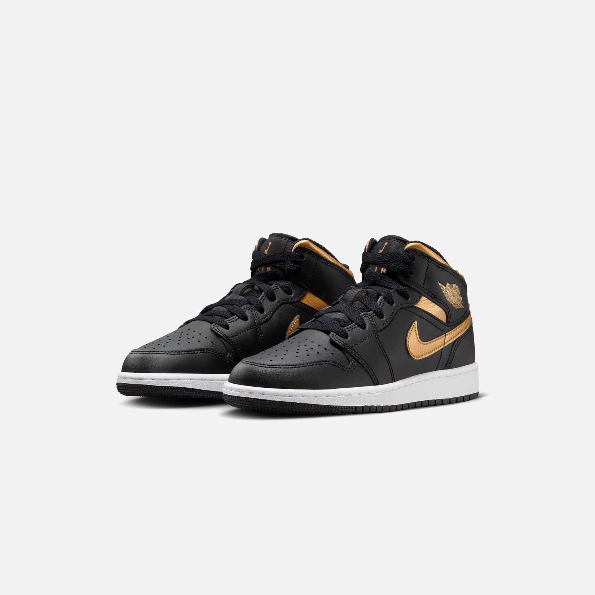 Jordan GS Air Jordan 1 Mid - Black / Metallic Gold / White