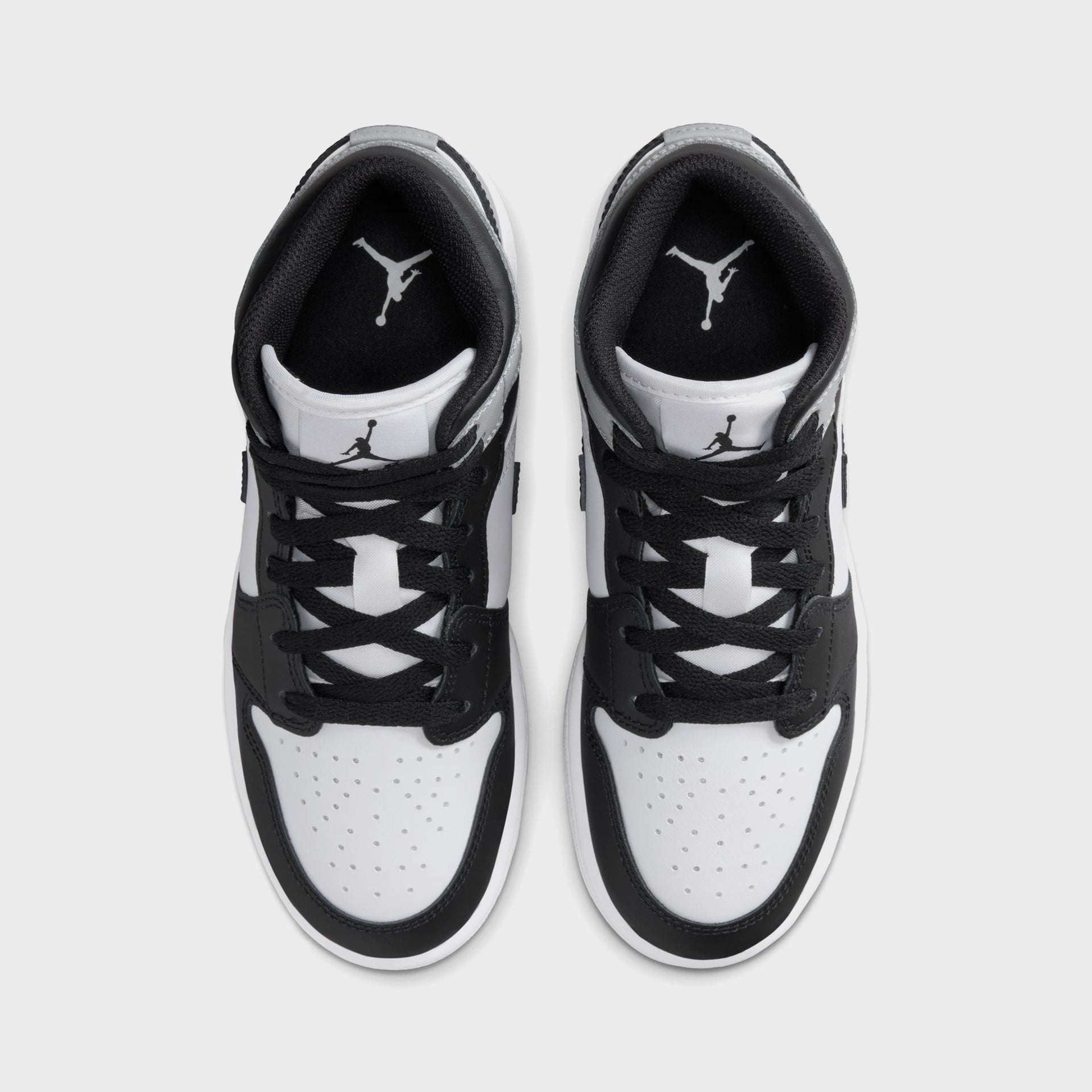 Jordan GS Air Jordan 1 Mid - White / Black / Light Smoke Grey