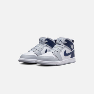 Nike Air Jordan Pre-School Air Jordan 1 Mid - White / Midnight Navy / Wolf Grey