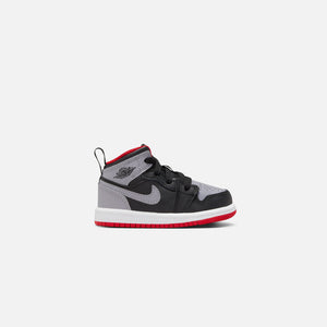 Nike with TD Air Jordan 1 Mid - Black / Cement Grey / Fire Red / White