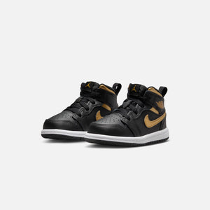 Nike Air Jordan Toddler 1 Mid - Black / Metallic Gold / White