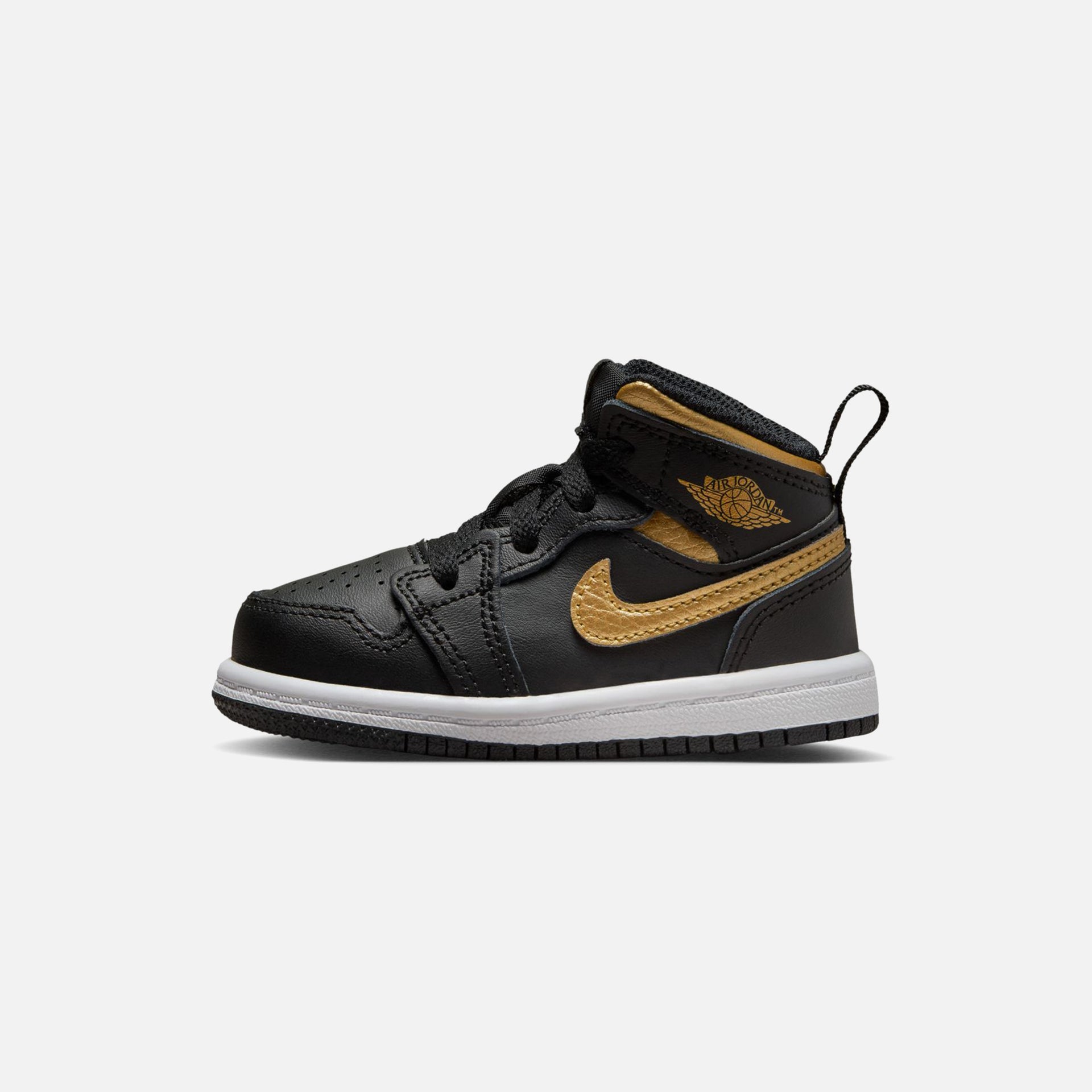 Nike Air Jordan Toddler 1 Mid - Black / Metallic Gold / White