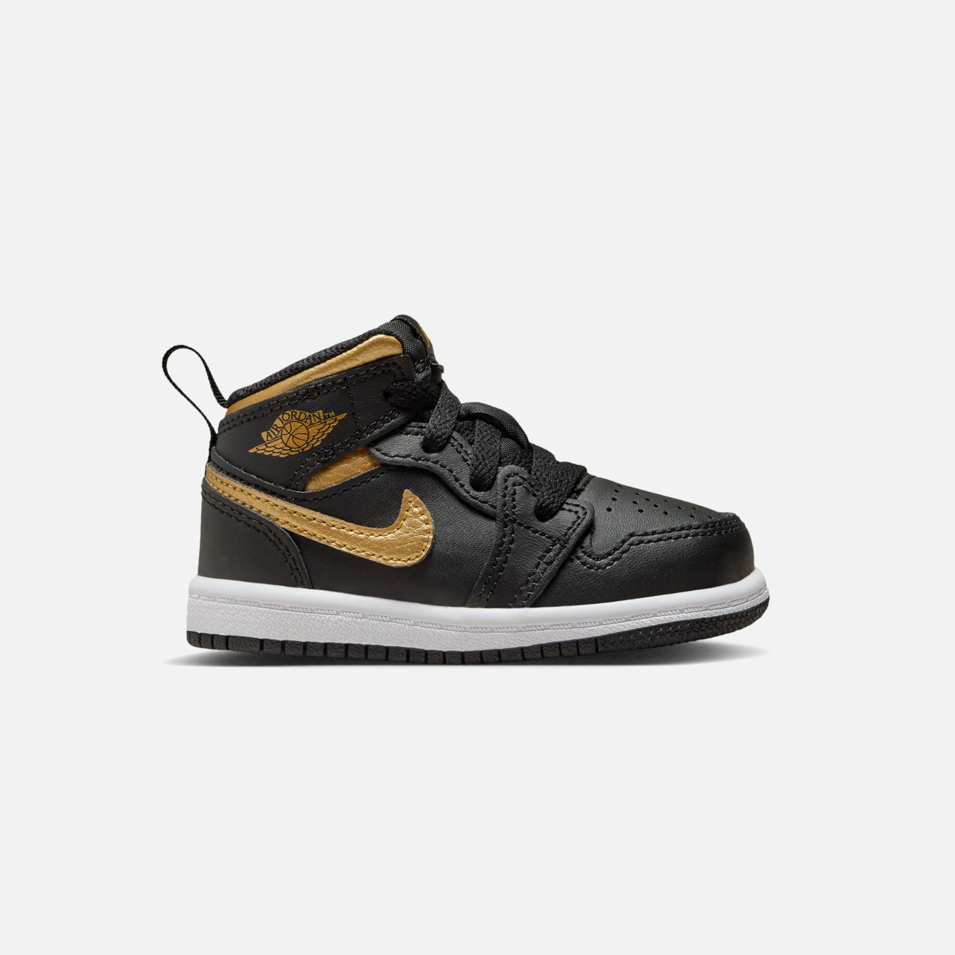 Nike Air Jordan Toddler 1 Mid - Black / Metallic Gold / White