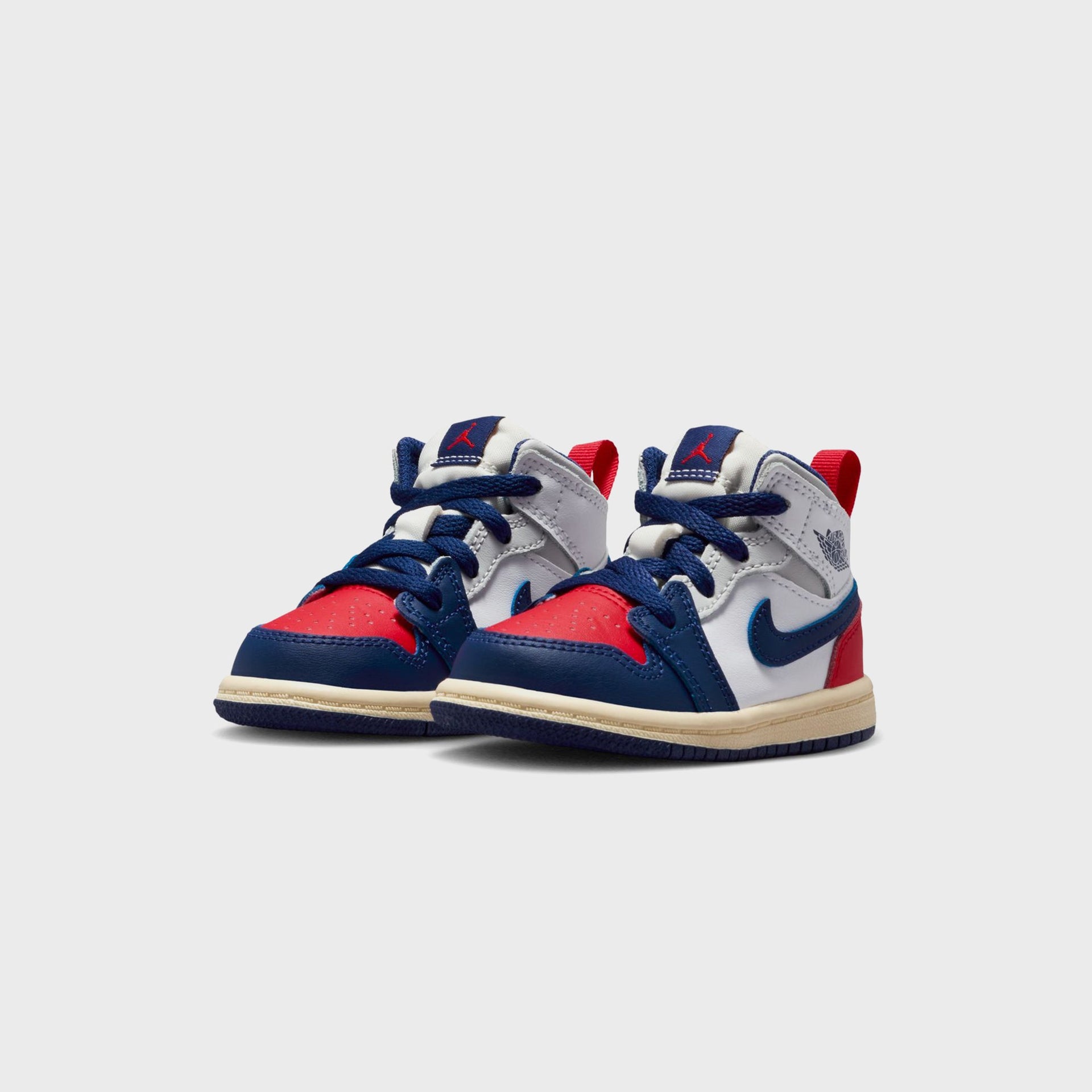 Jordan TD Air Jordan 1 Mid - White / Deep Royal Blue / University Red