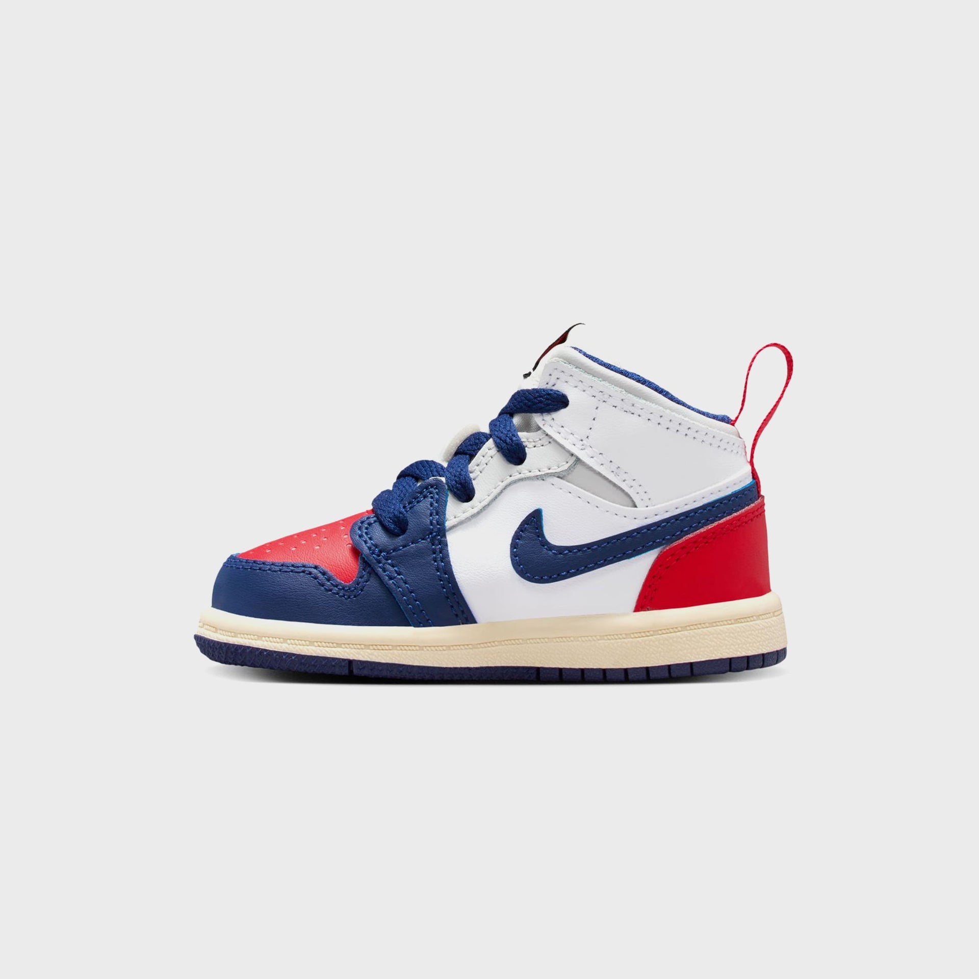 Jordan TD Air Jordan 1 Mid - White / Deep Royal Blue / University Red