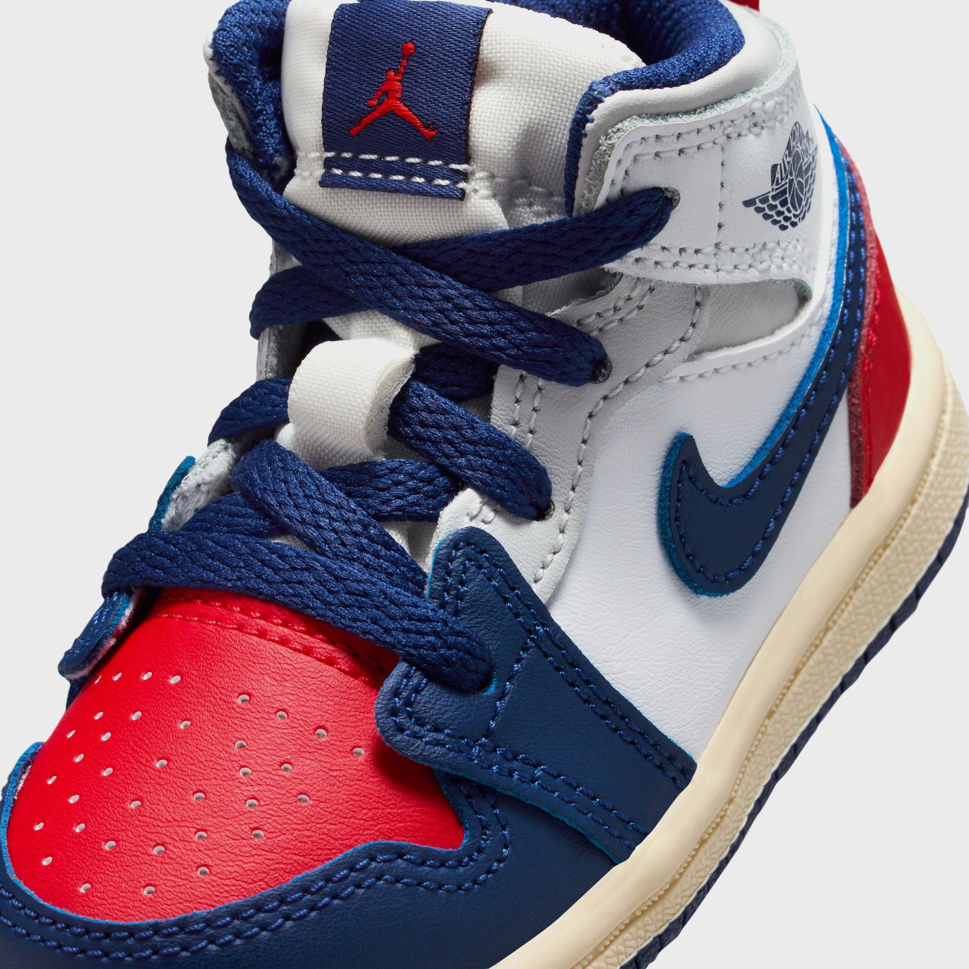 Jordan TD Air Jordan 1 Mid - White / Deep Royal Blue / University Red