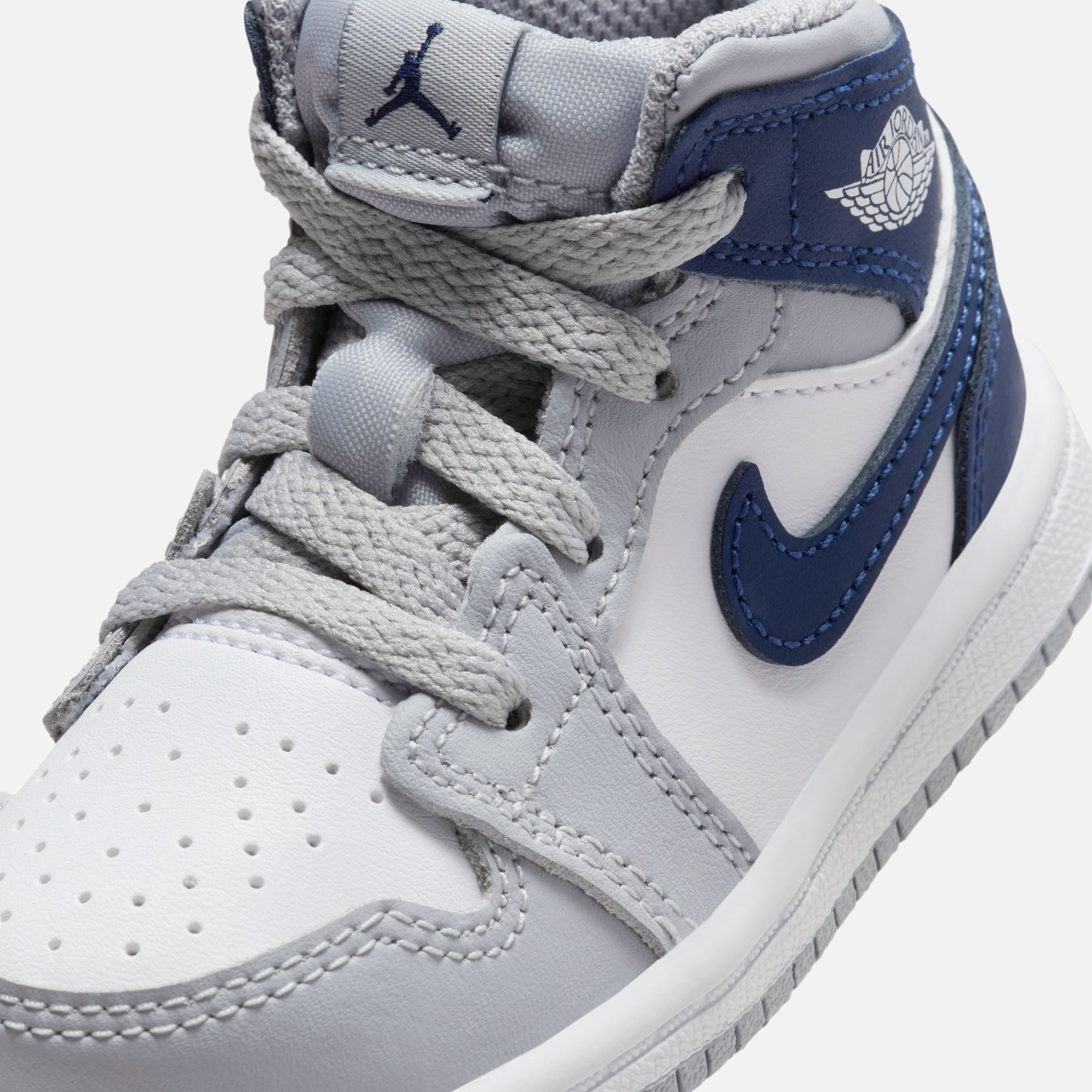 Jordan TD Air Jordan 1 Mid - White / Midnight Navy / Wolf