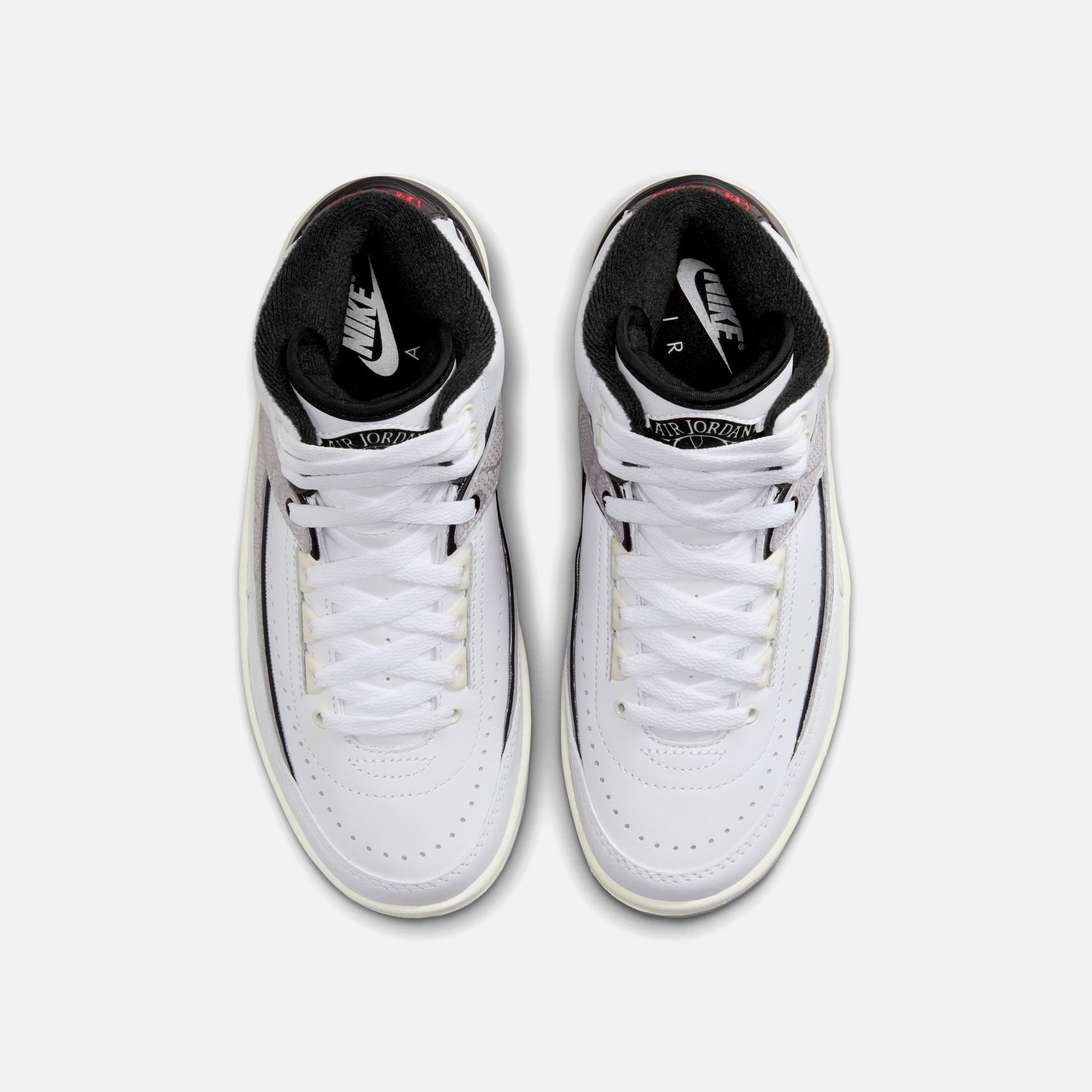 Nike GS Air Jordan 2 Retro - White / Fire Red / Black / Sail / Cement Grey
