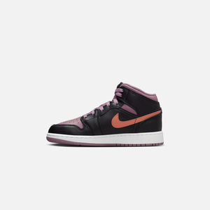 Nike GS Air Jordan 1 Mid SE - Black / Sky J Orange / Sky J Mauve / White