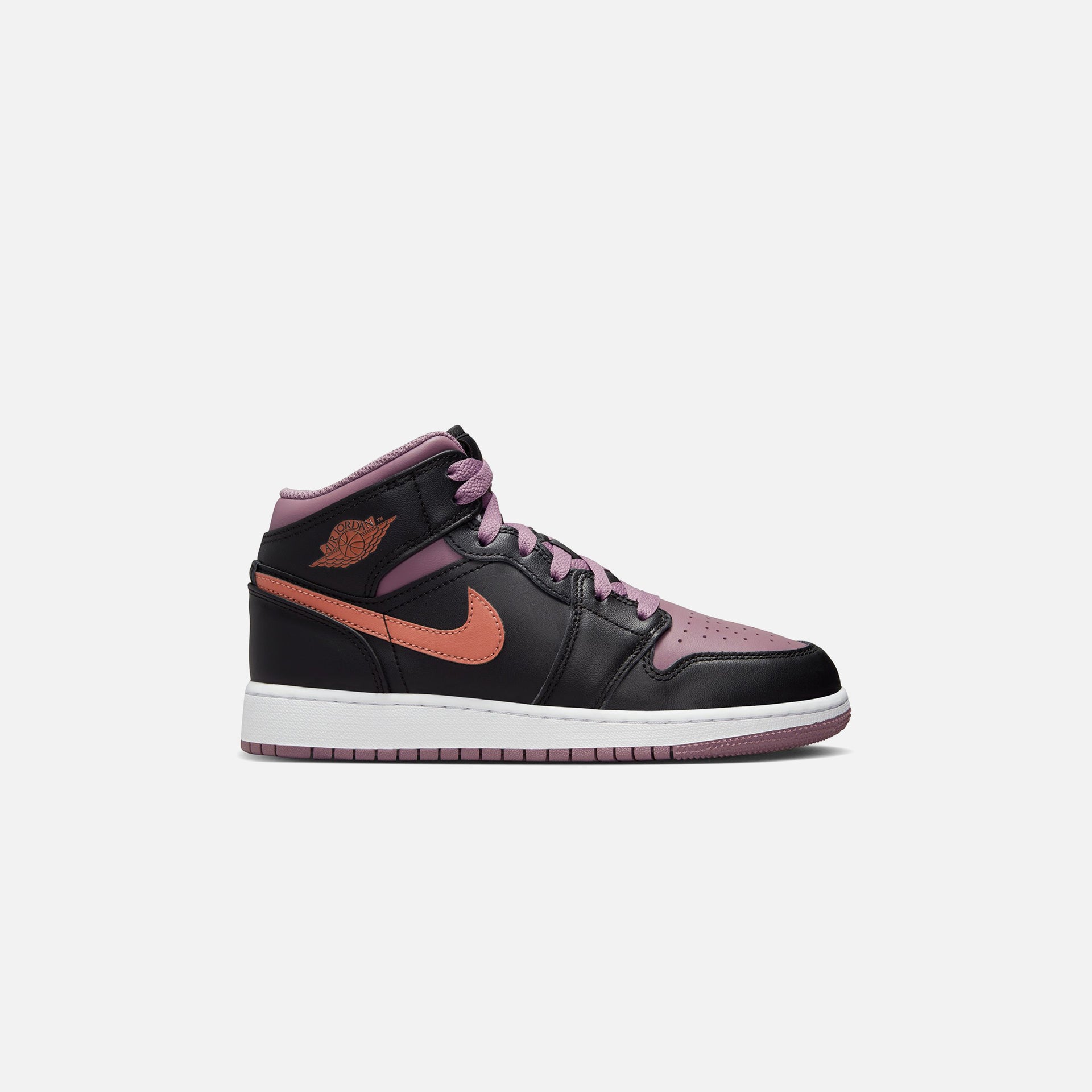 Nike GS Air Jordan 1 Mid SE - Black / Sky J Orange / Sky J Mauve / White