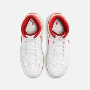 Nike GS Air Jordan 1 Mid SE - White / Lobster / Dune Red / Sail