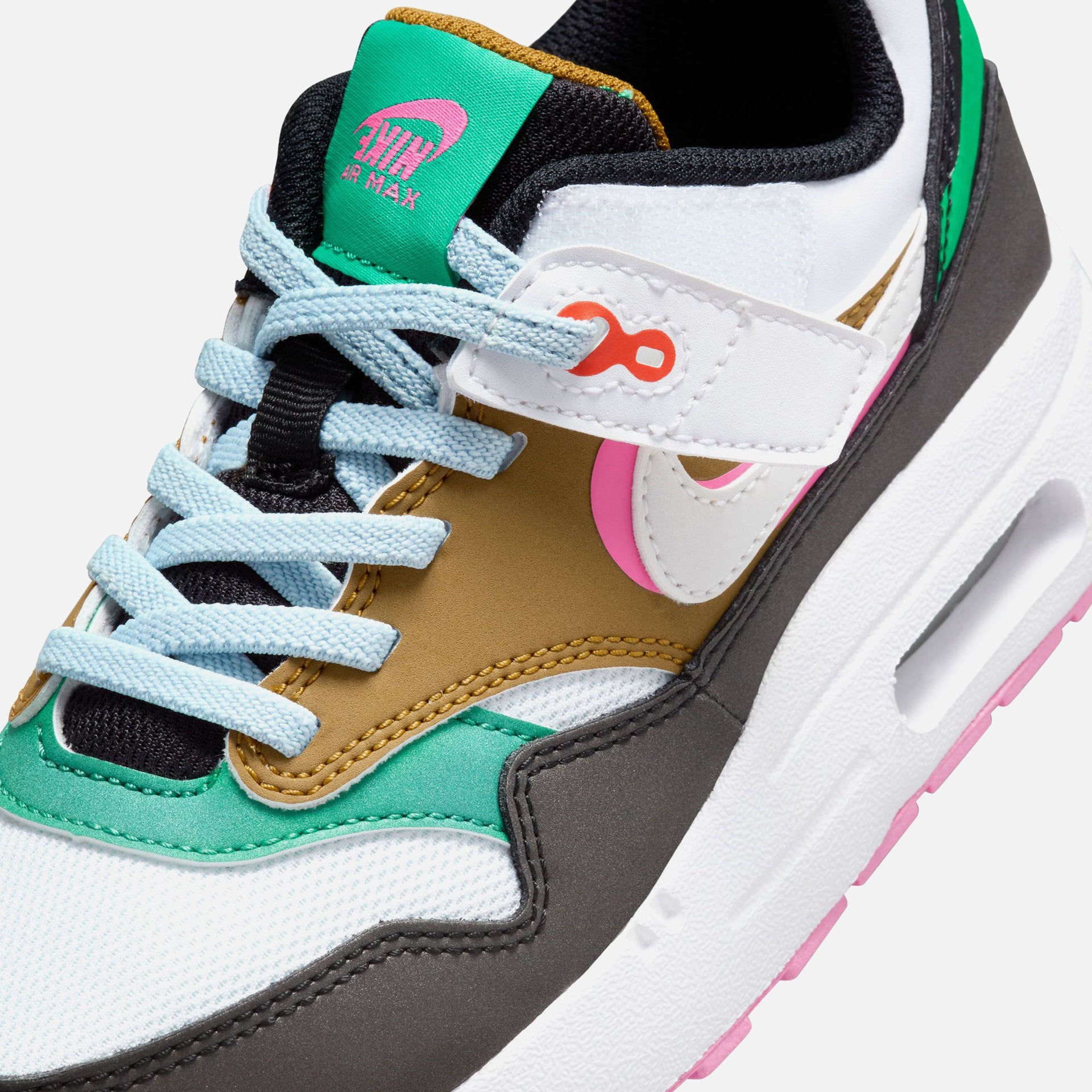 Nike Pre-School Air Max 1 SE Easy On - Black / Playful Pink / Stadium Green / White