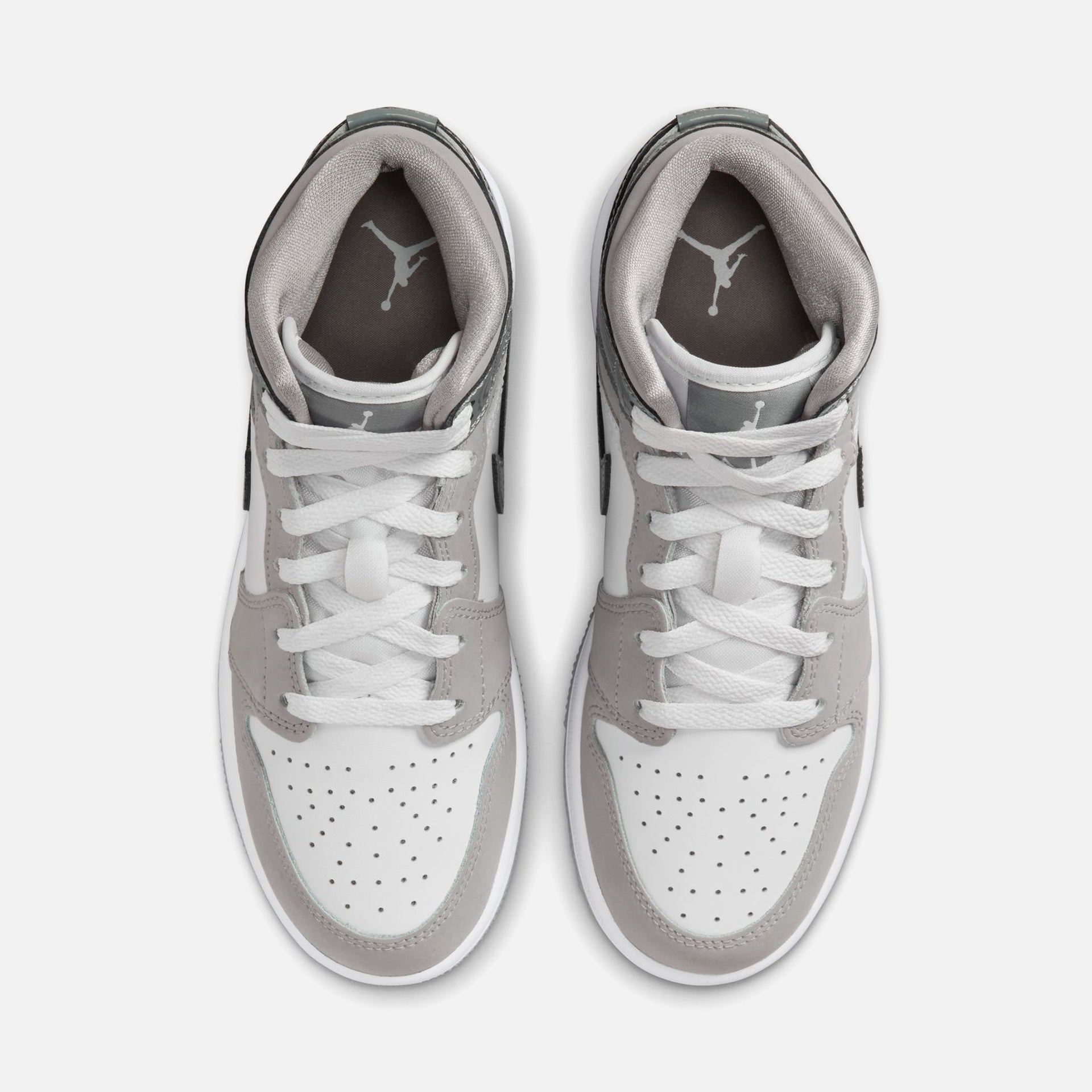 Jordan GS Air Jordan 1 Mid SE - White / Cool Grey / Med Grey