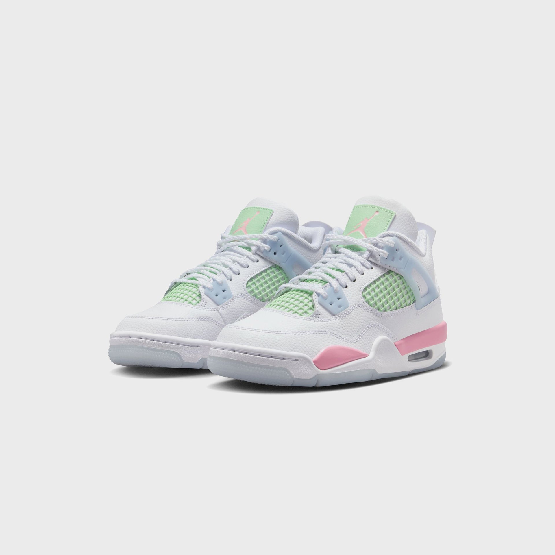 Jordan GS Air Jordan 4 Retro - White / Half Blue / Vapor Green / Medium Soft Pink