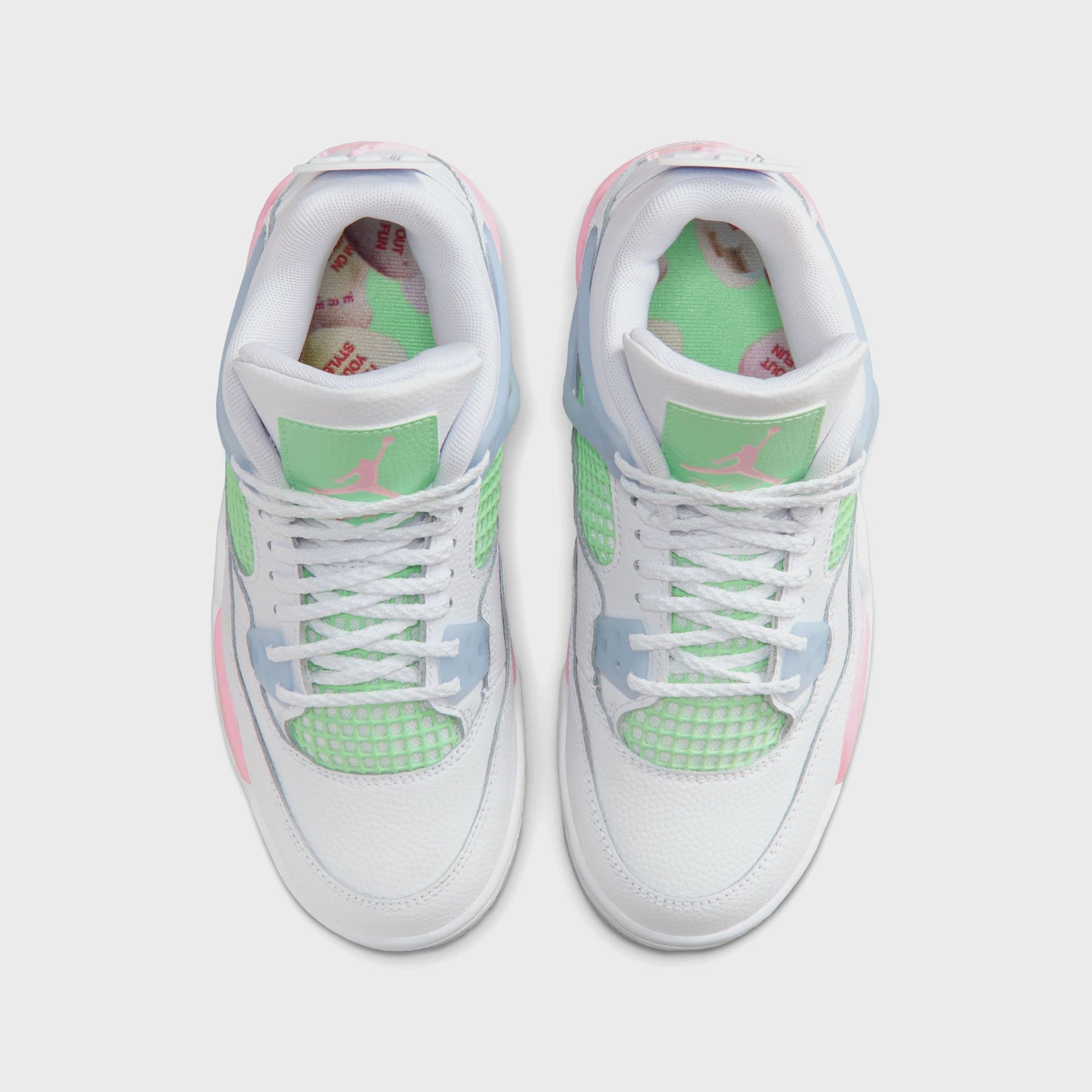 Jordan GS Air Jordan 4 Retro - White / Half Blue / Vapor Green / Medium Soft Pink