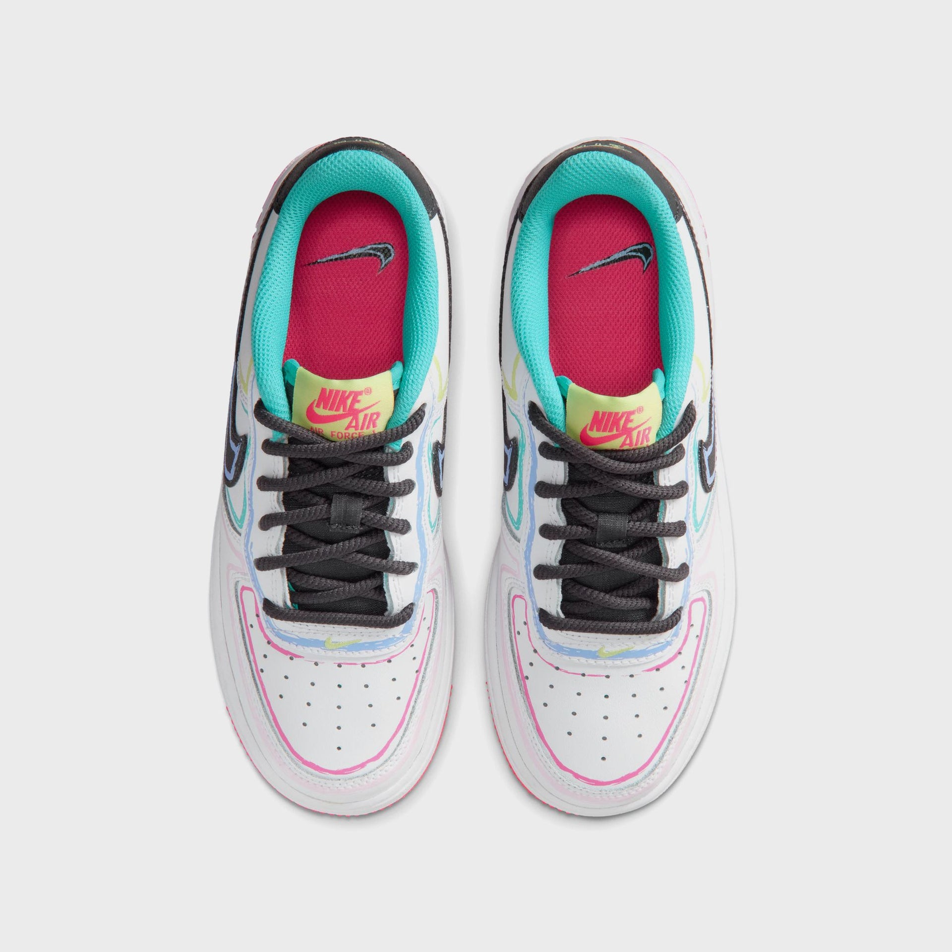 Nike GS Air Force 1 Low - White / Hyper Pink / Dusty Cactus / Anthracite