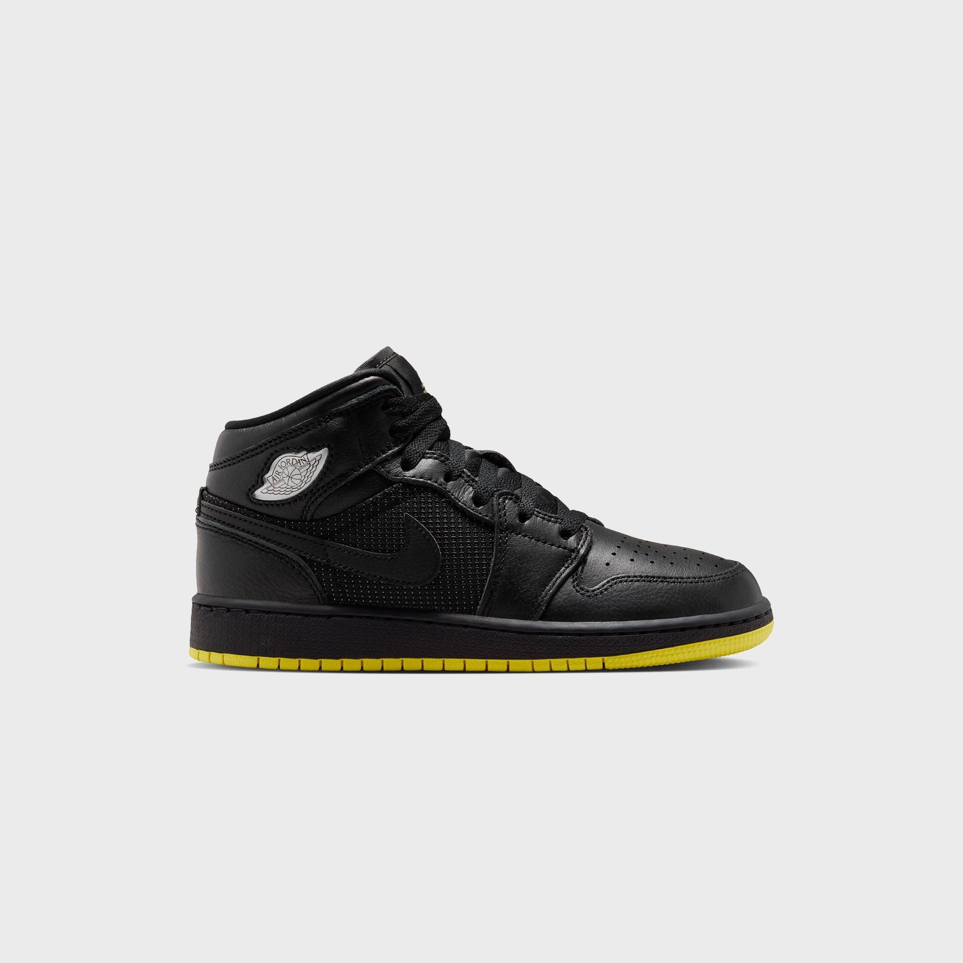 Jordan GS Air Jordan 1 Mid SE - Black / Opti Yellow / Silver