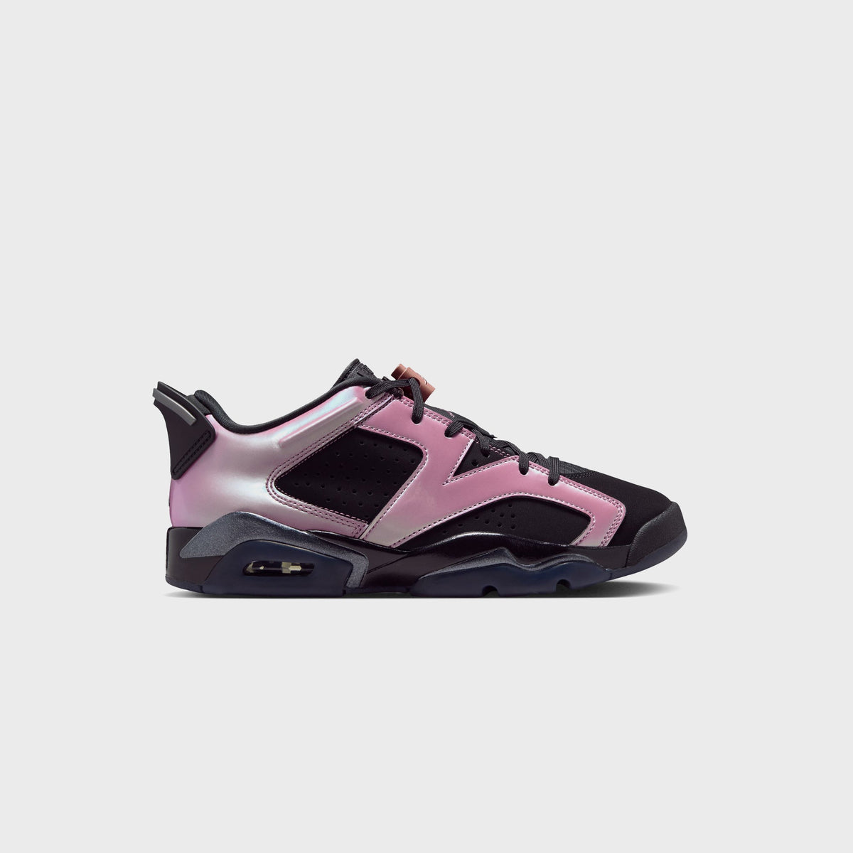Jordan WMNS Air Jordan 6 Low in Black / Desert Berry, black and pink low-top sneaker, side view