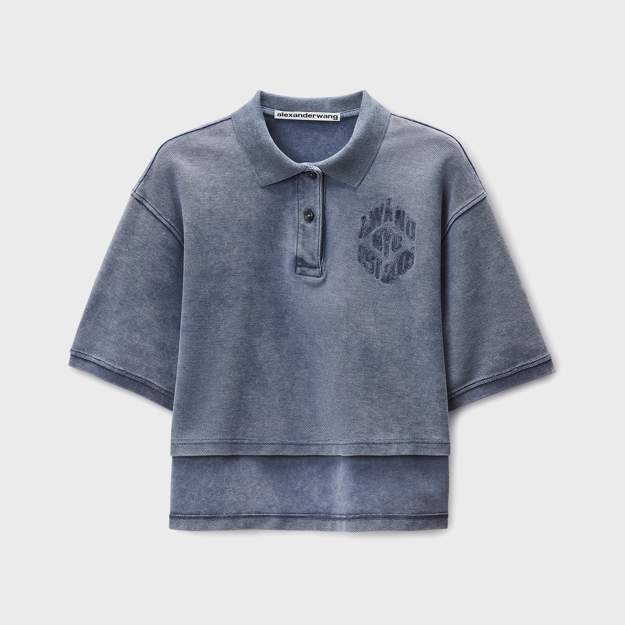 Alexander Wang Oversized High-Low Polo Top - Washed Navy – Kith