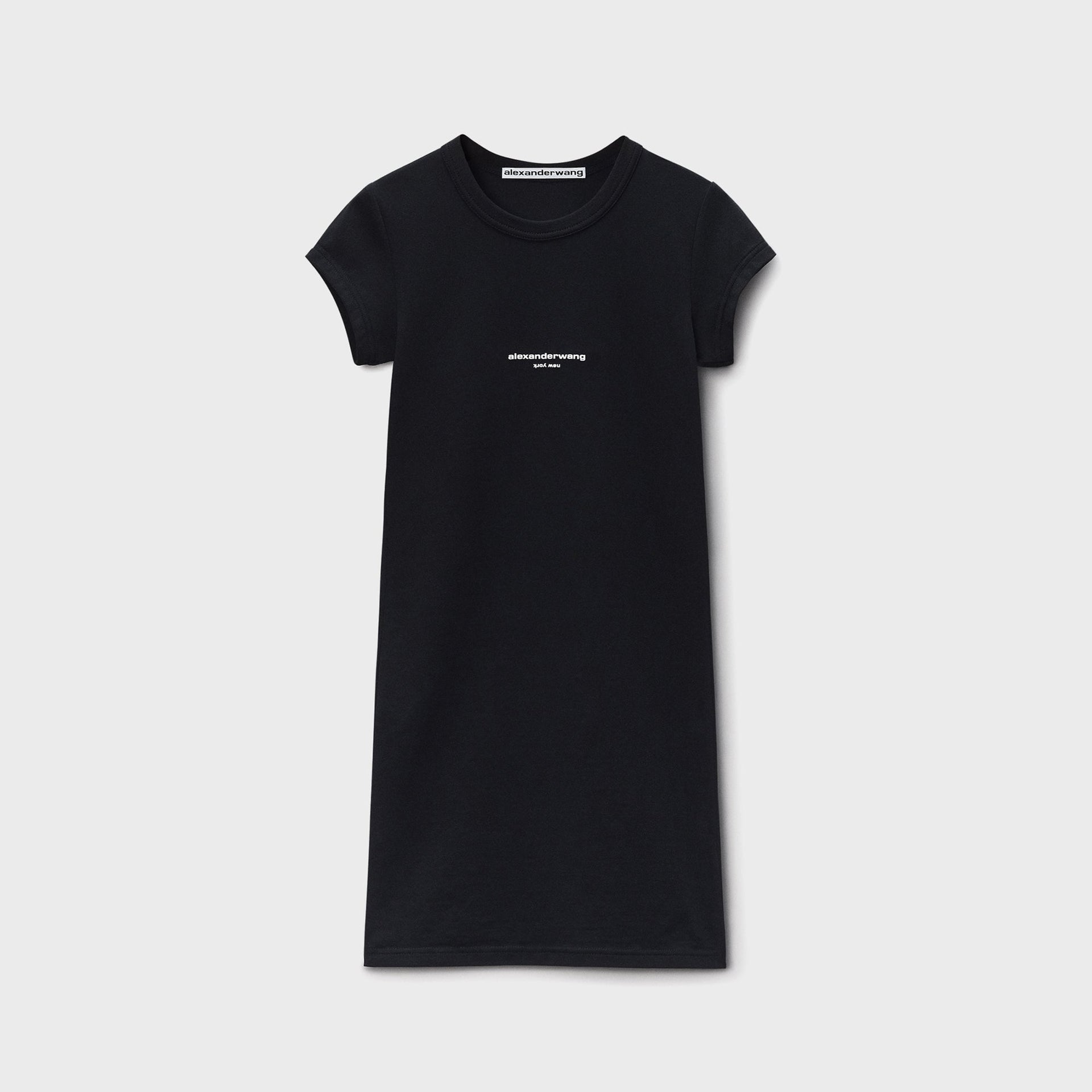 Alexander Wang Logo Fitted Short Sleeve Mini Dress - Black