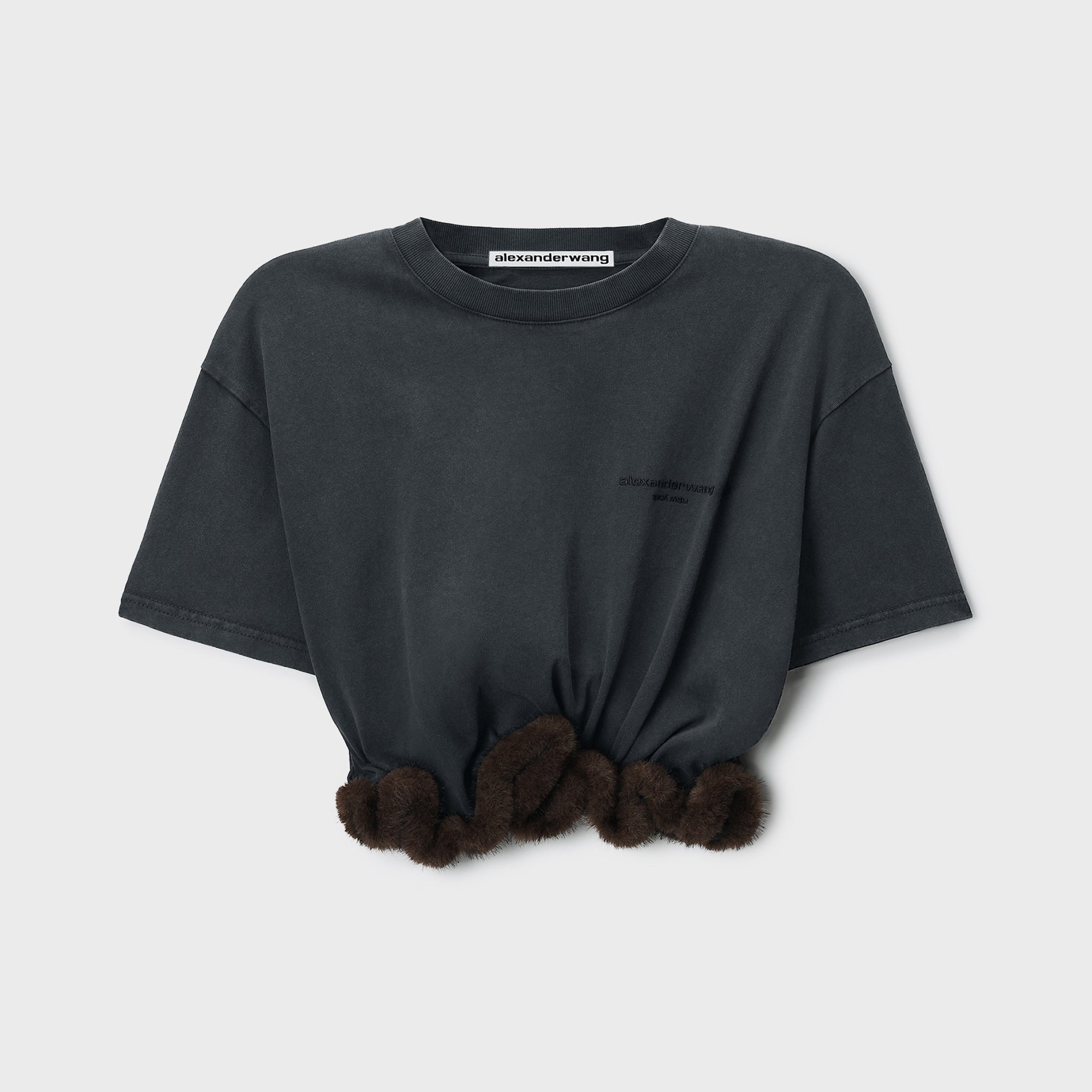 Alexander Wang Faux Fur Trim Tee - Washed Black – Kith
