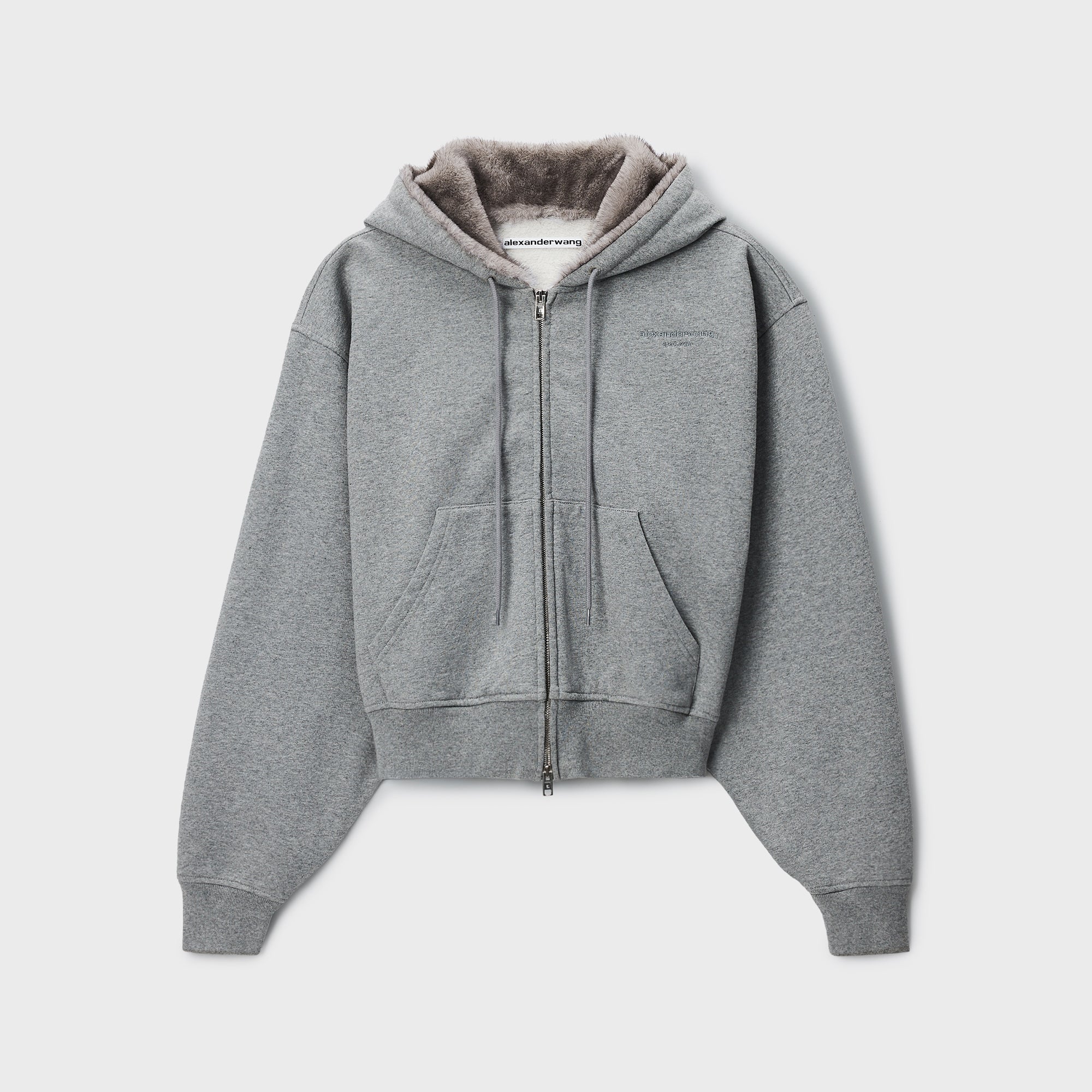 Alexander Wang Faux Fur Hood Zip Up Hoodie - Black – Kith