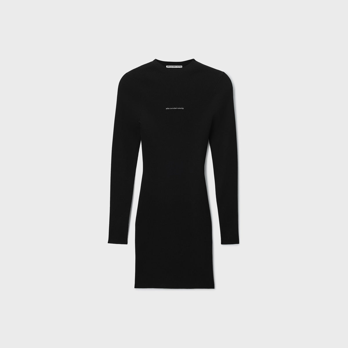 Alexander Wang Textured Logo Sleeve Crewneck Dress - Black