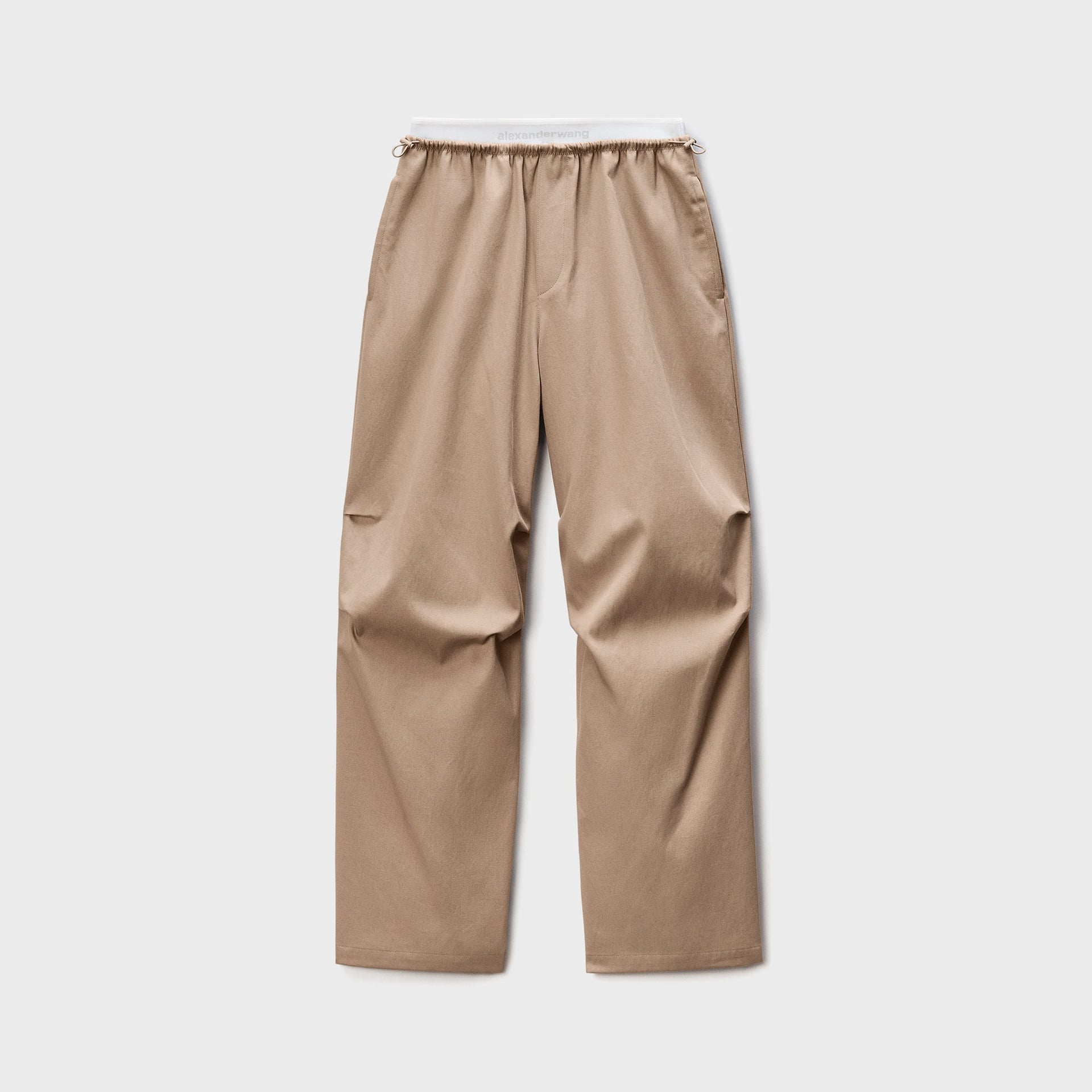 Alexander Wang Mid-Rise Logo Elastic Pant - Taupe