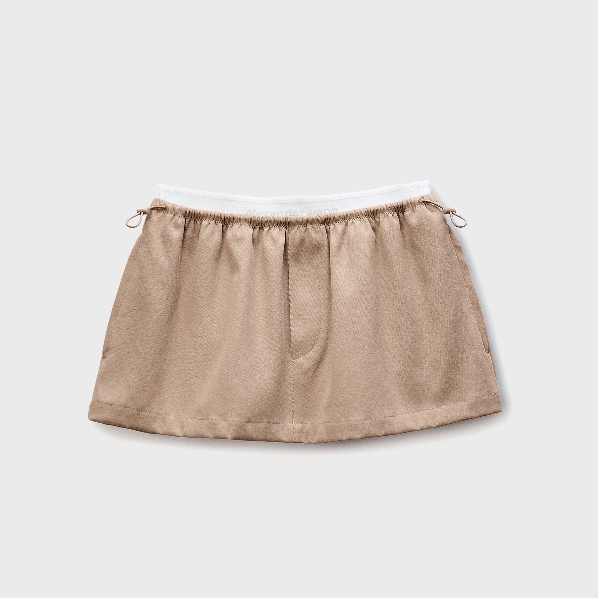 Alexander Wang Mid-Rise Mini Logo Elastic Skirt - Taupe