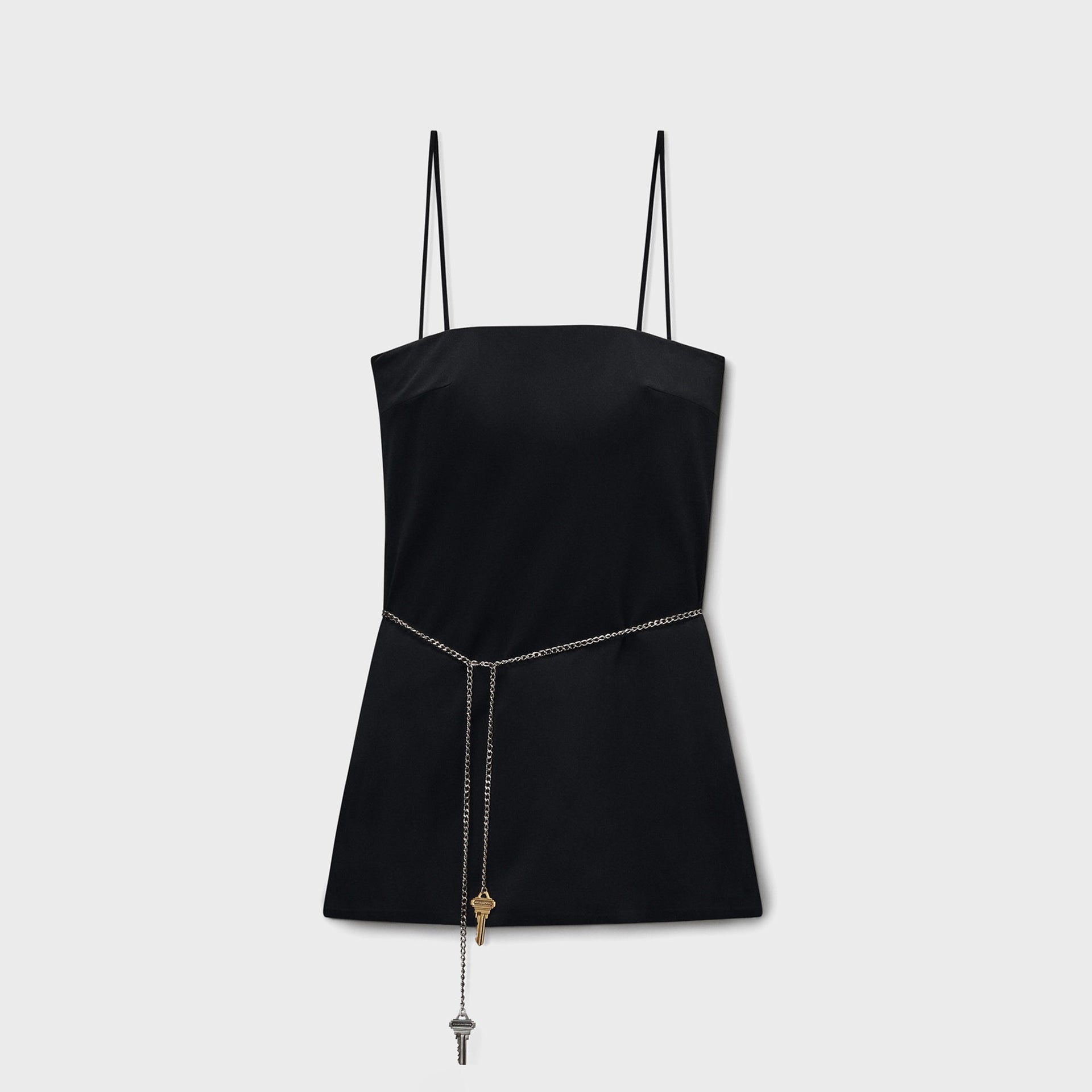 Alexander Wang Mini Dress with Built-in Shorts and Waist Chain - Black