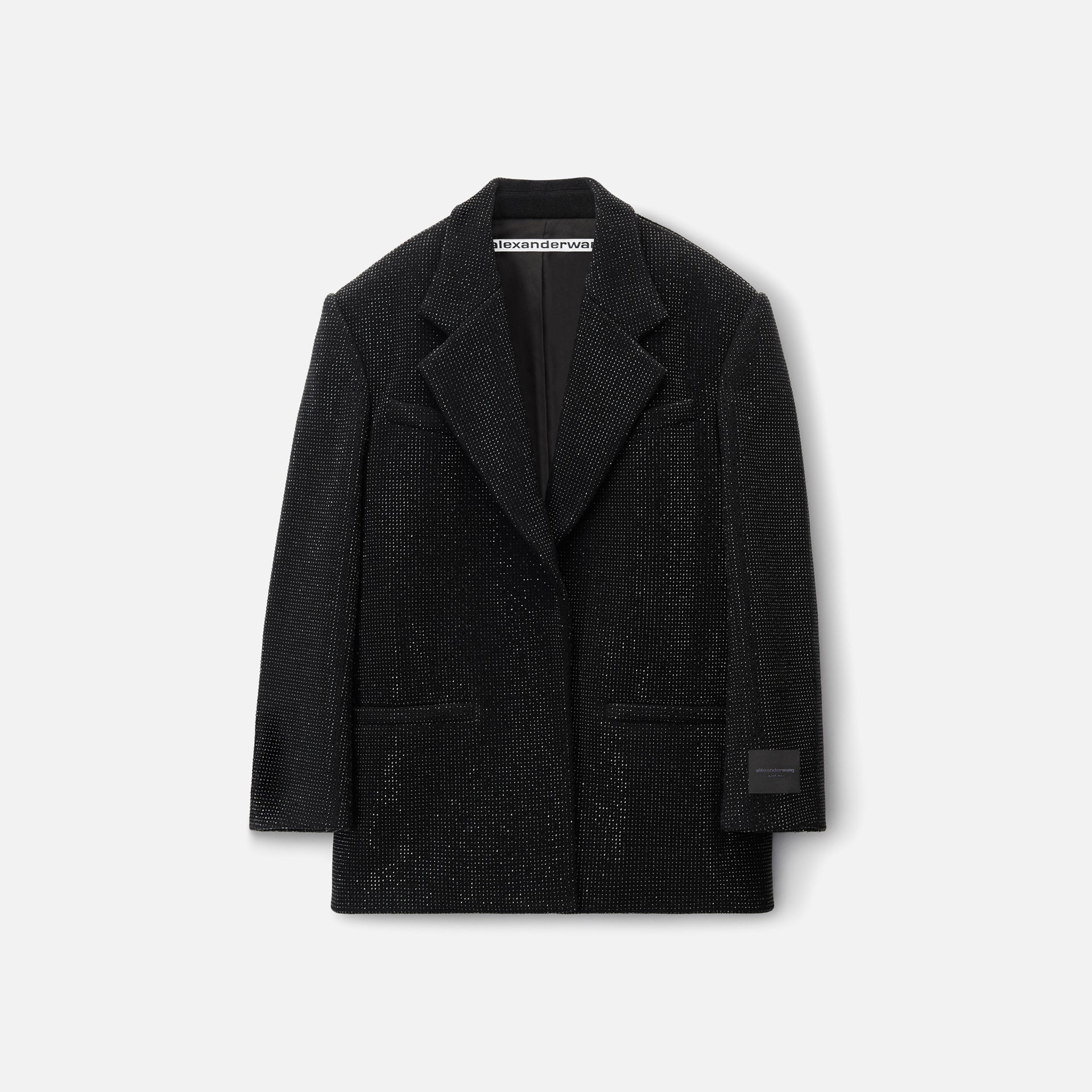 Alexander Wang Boxy Tailored Jacket with Embellishments and Sleeve Label - Black