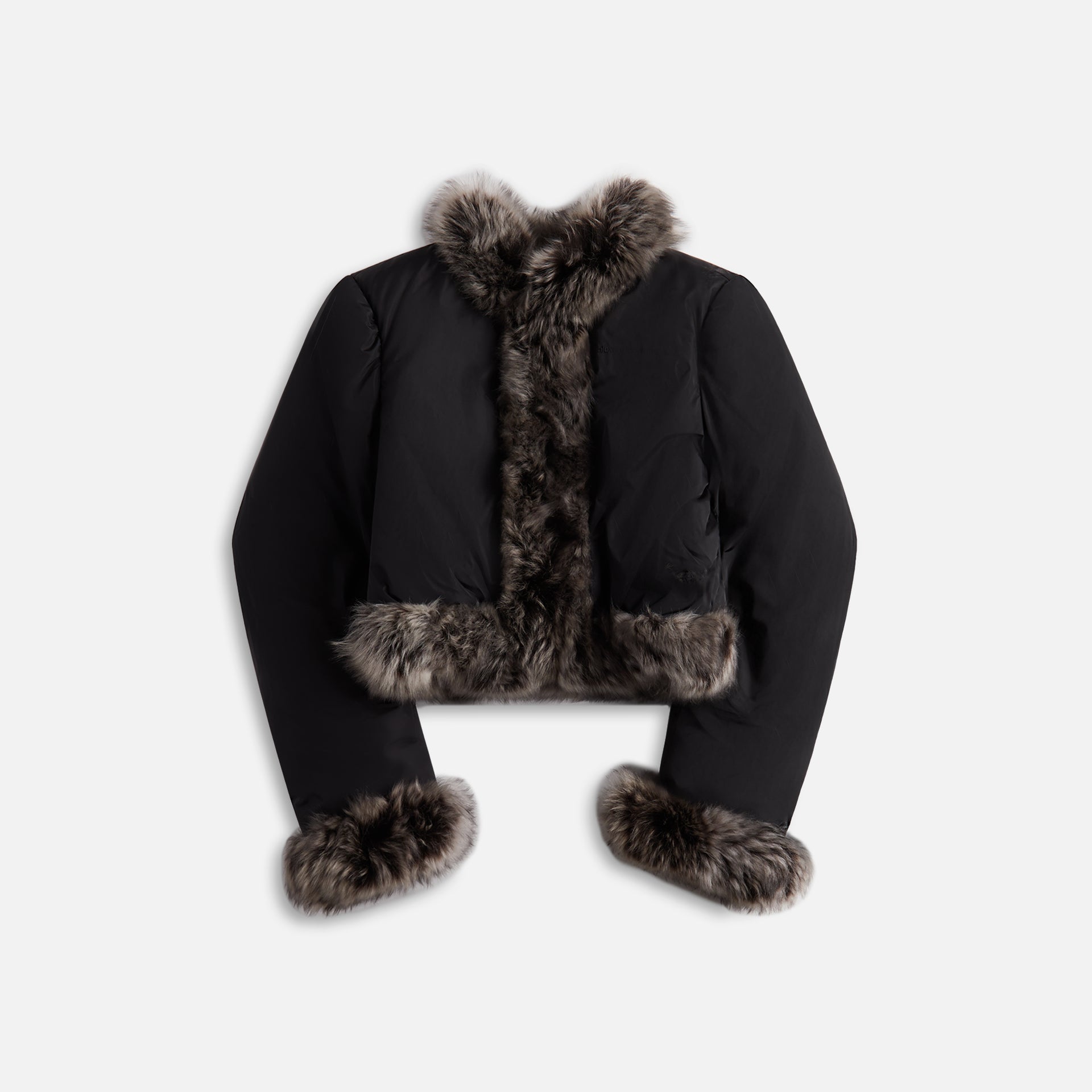 Alexander Wang Cardigan Puffer with Fur Trim Combo - Black