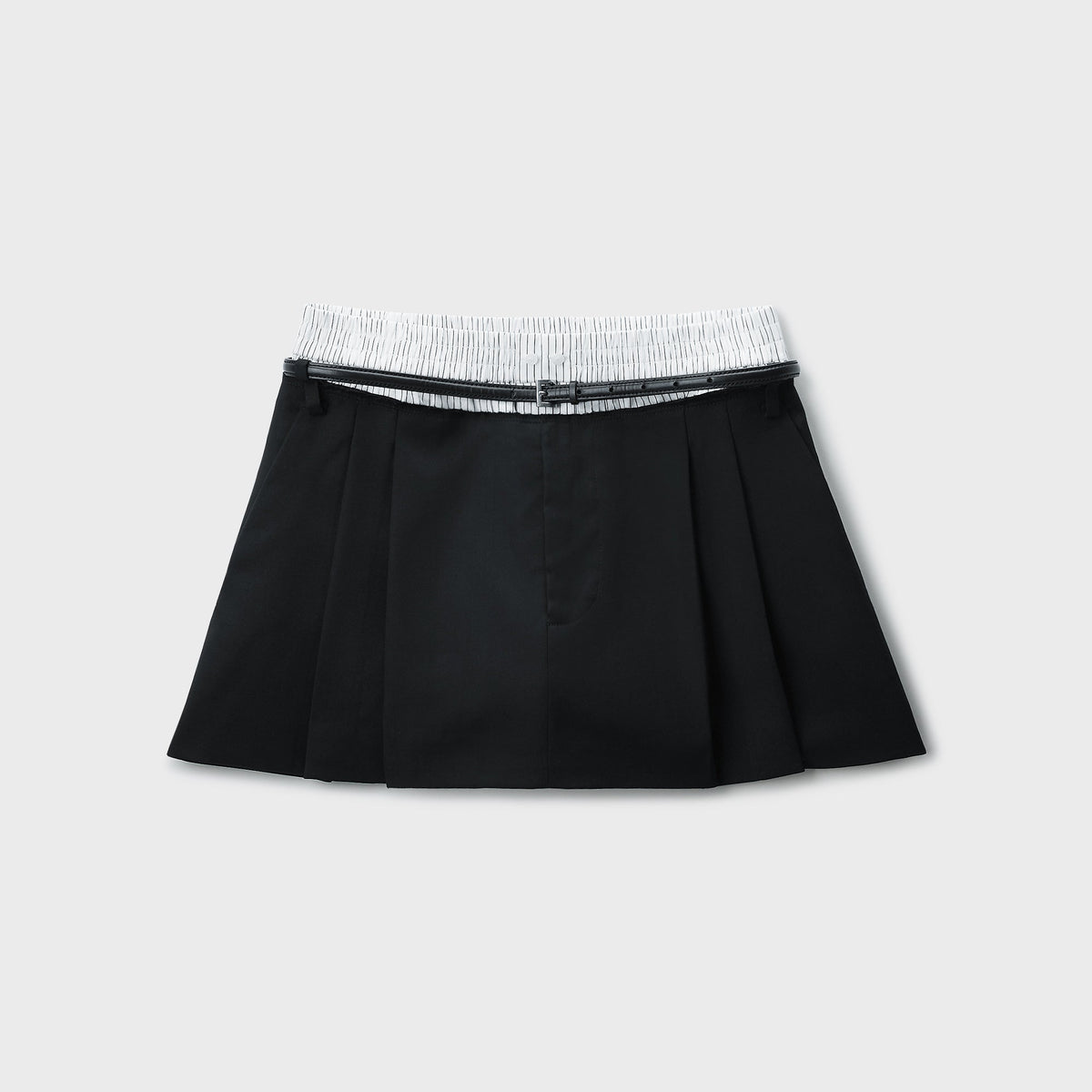 Alexander Wang Mid-Rise Layered Boxer Tailored Pant Short - Black / White Pinstripe