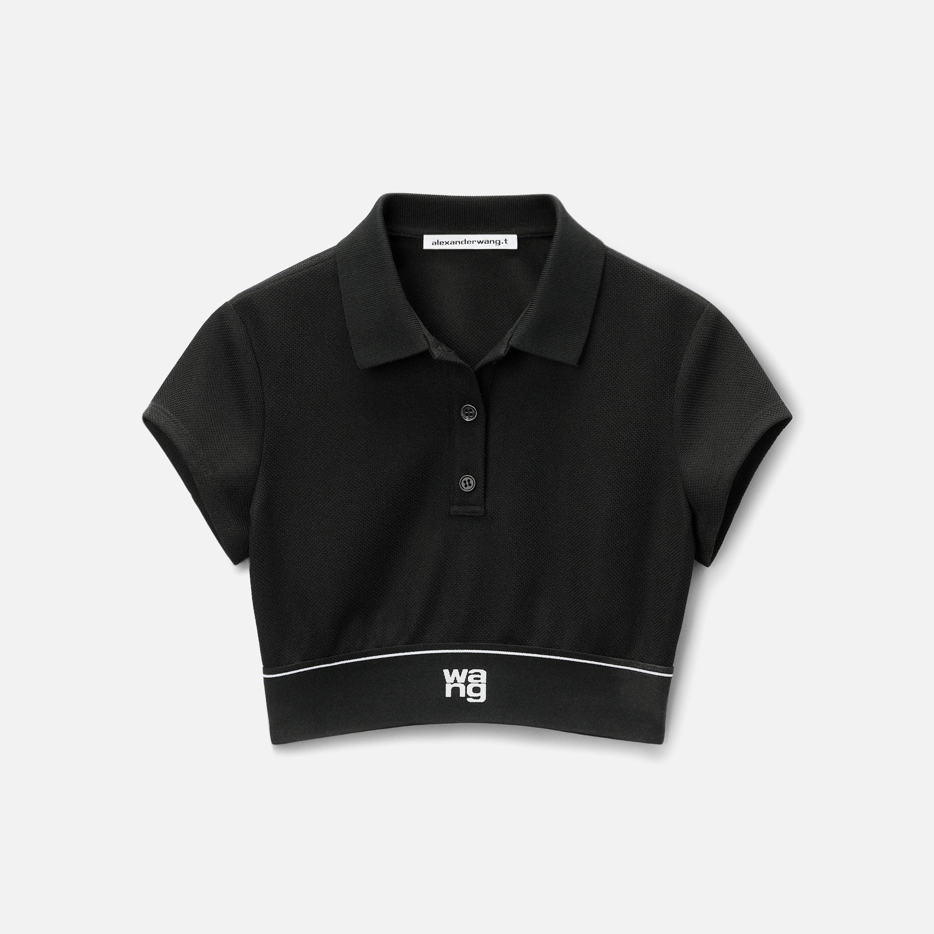 T by Alexander Wang Cheerleader Polo Top - Black