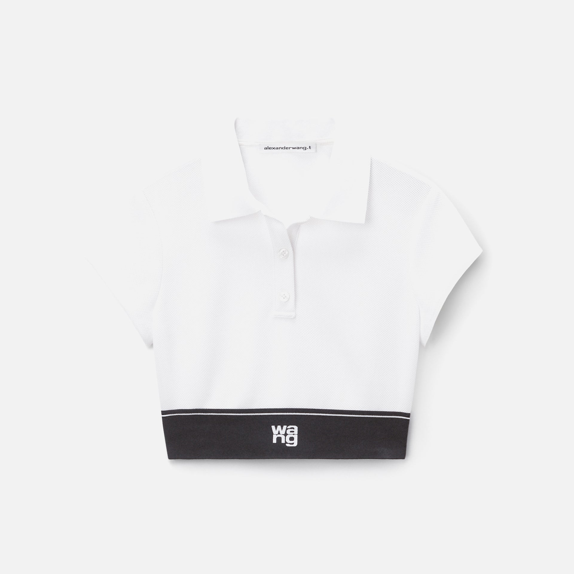 T by Alexander Wang Cheerleader Polo embroidered Top - White