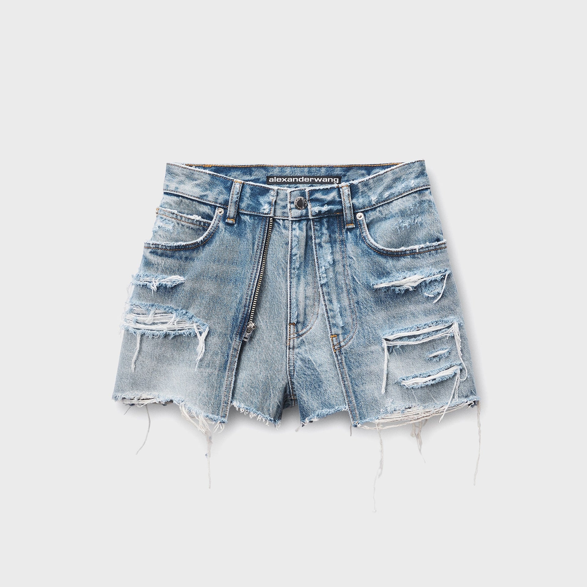 Alexander Wang Distressed Double Layer Short - Light Indigo