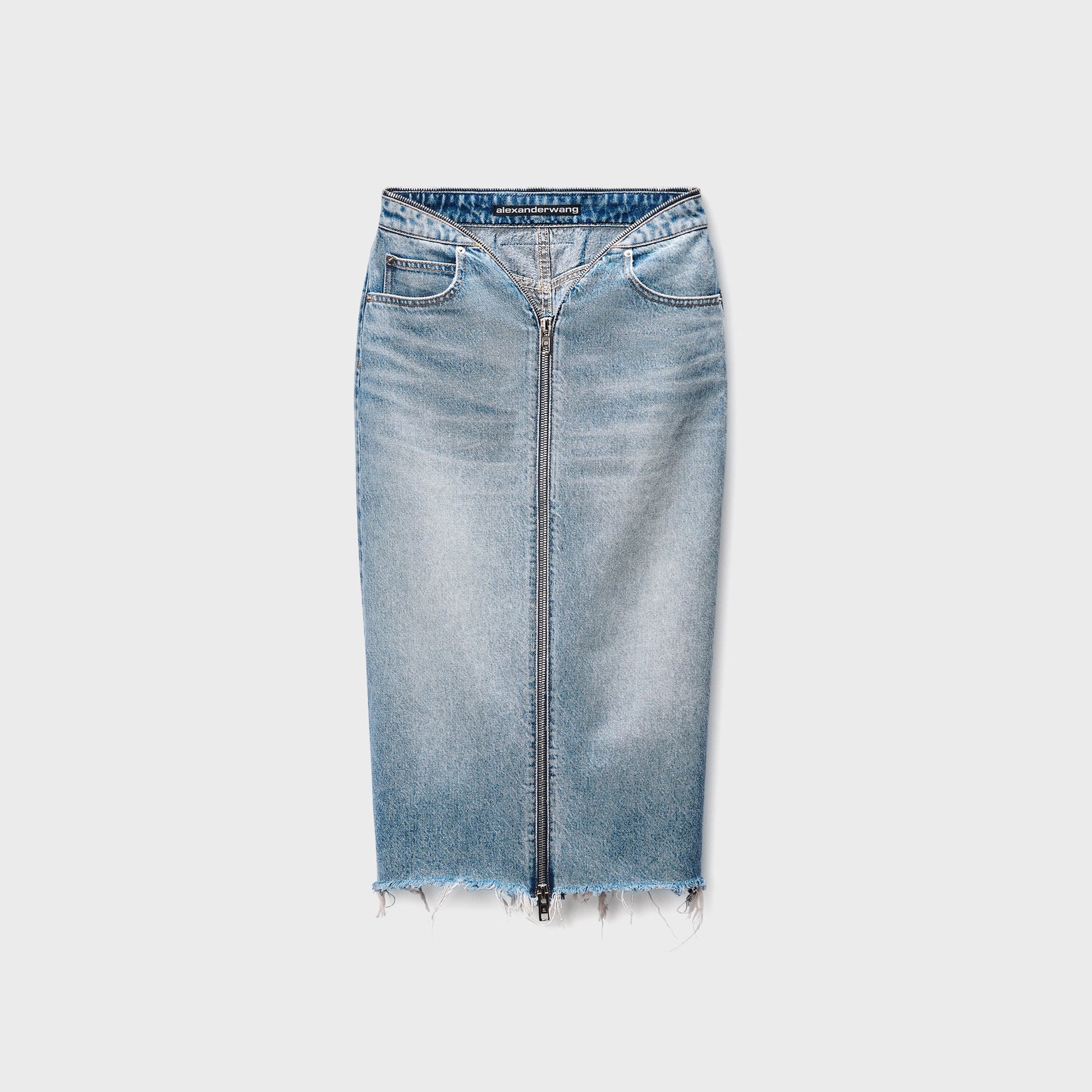 Alexander Wang Dipped V-Zip Waistband Skirt - Light Indigo