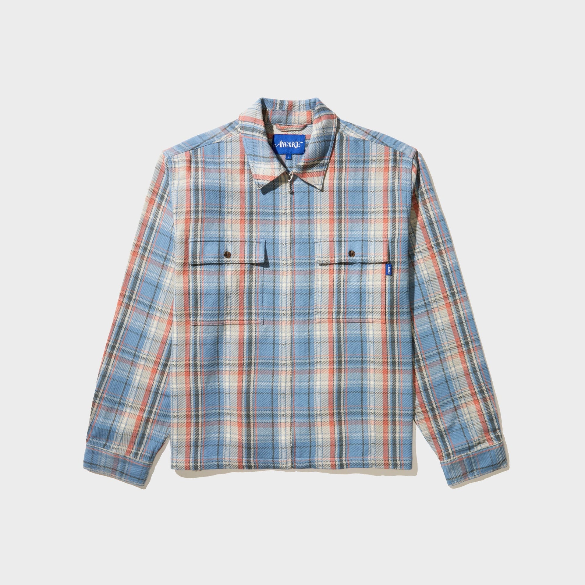 Awake NY Rivington Zip Flannel Shirt - Blue